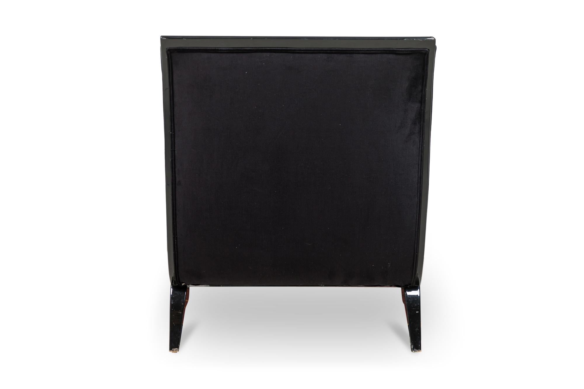 French Art Deco Black Lacquered and Black Upholstered Sleigh Recamier In condizioni buone in vendita a Queens, NY