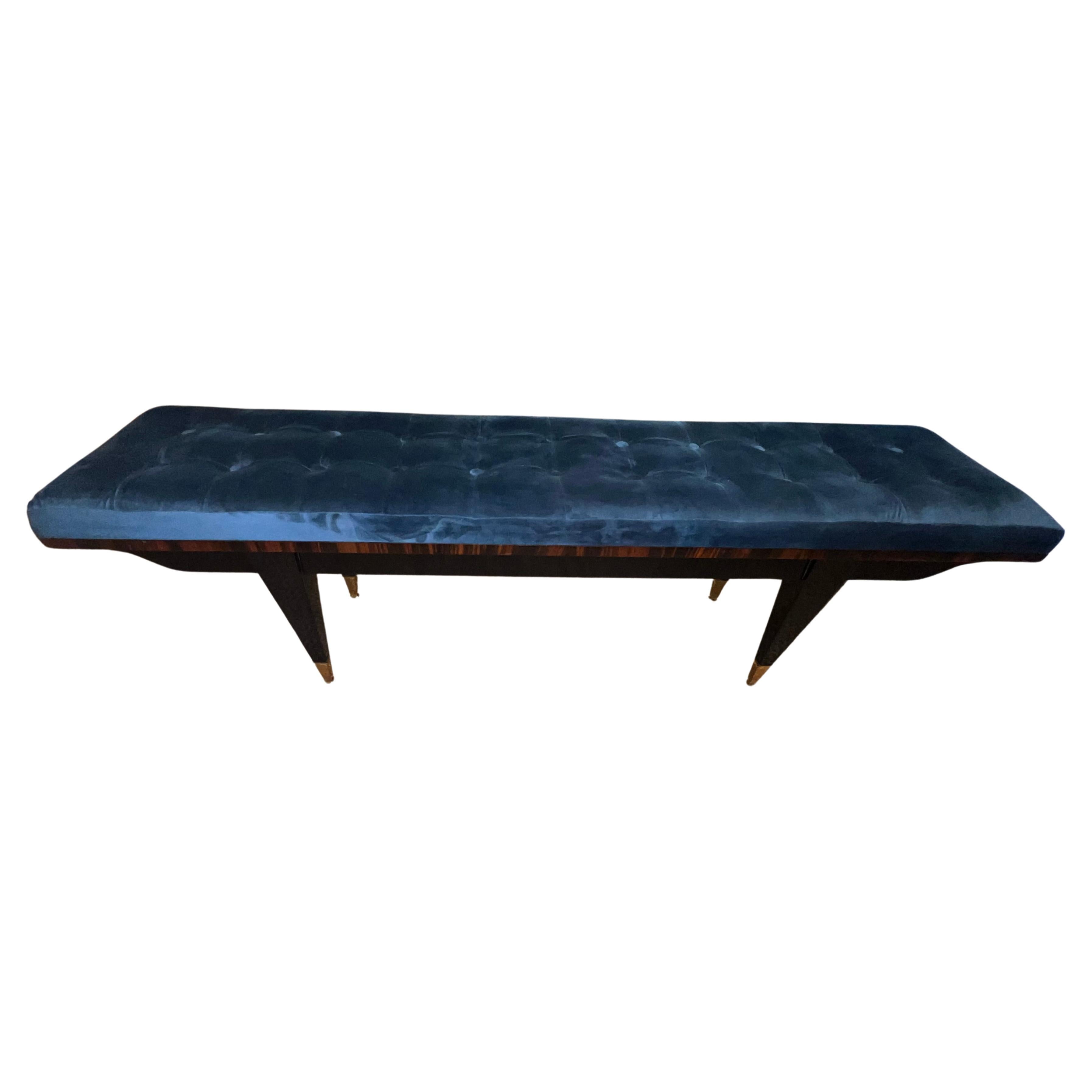 French Art Deco Bench in Macassar and Ebony Wood