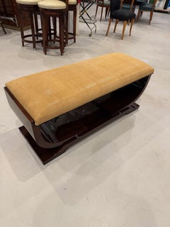 French Art Deco Bench Reupholstered In Gold galuchat Fabric