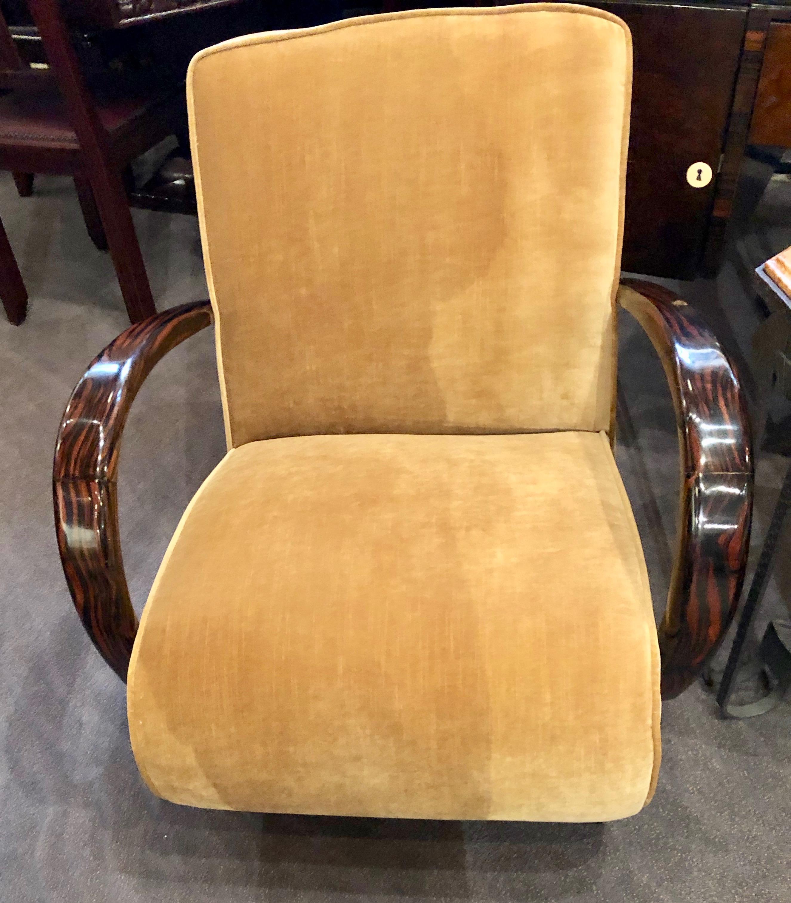 French Art Deco Bentwood Macassar Club Chairs Seating 2