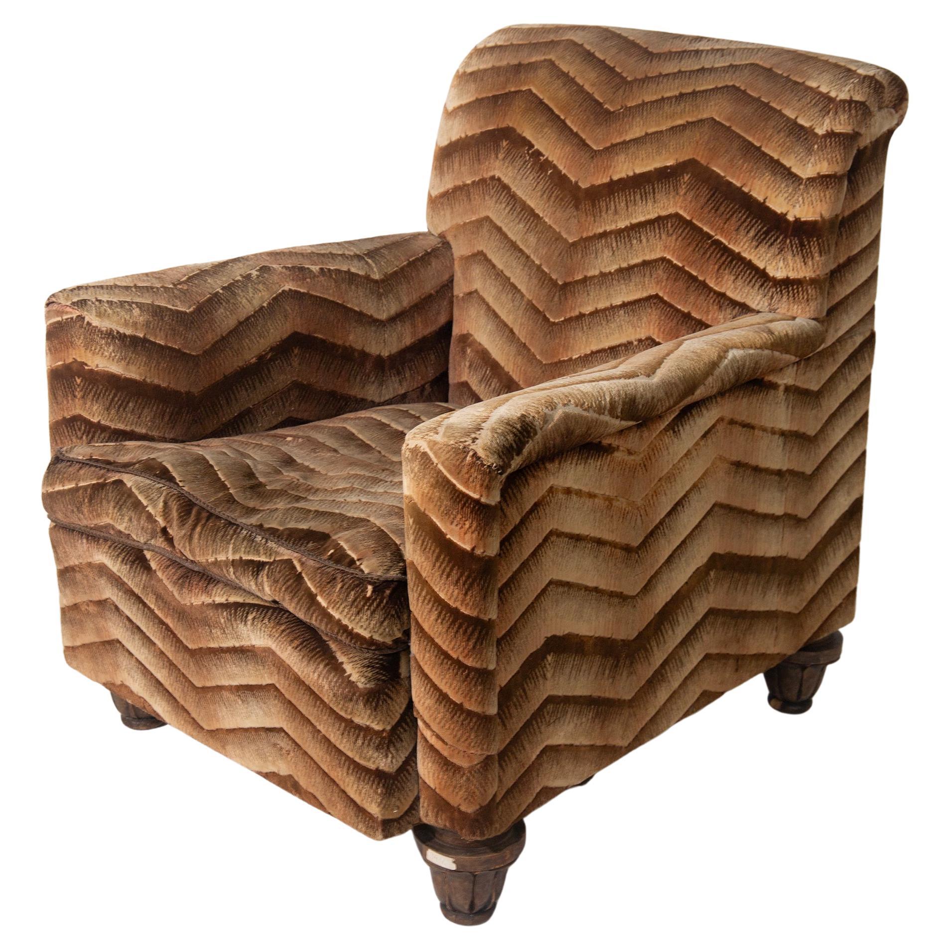 French Art Deco bergère armchair with original period fabric