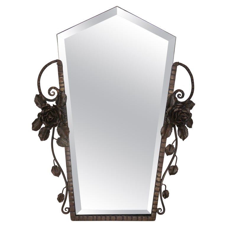 Miroir biseauté art déco en bois massif 77x57cm