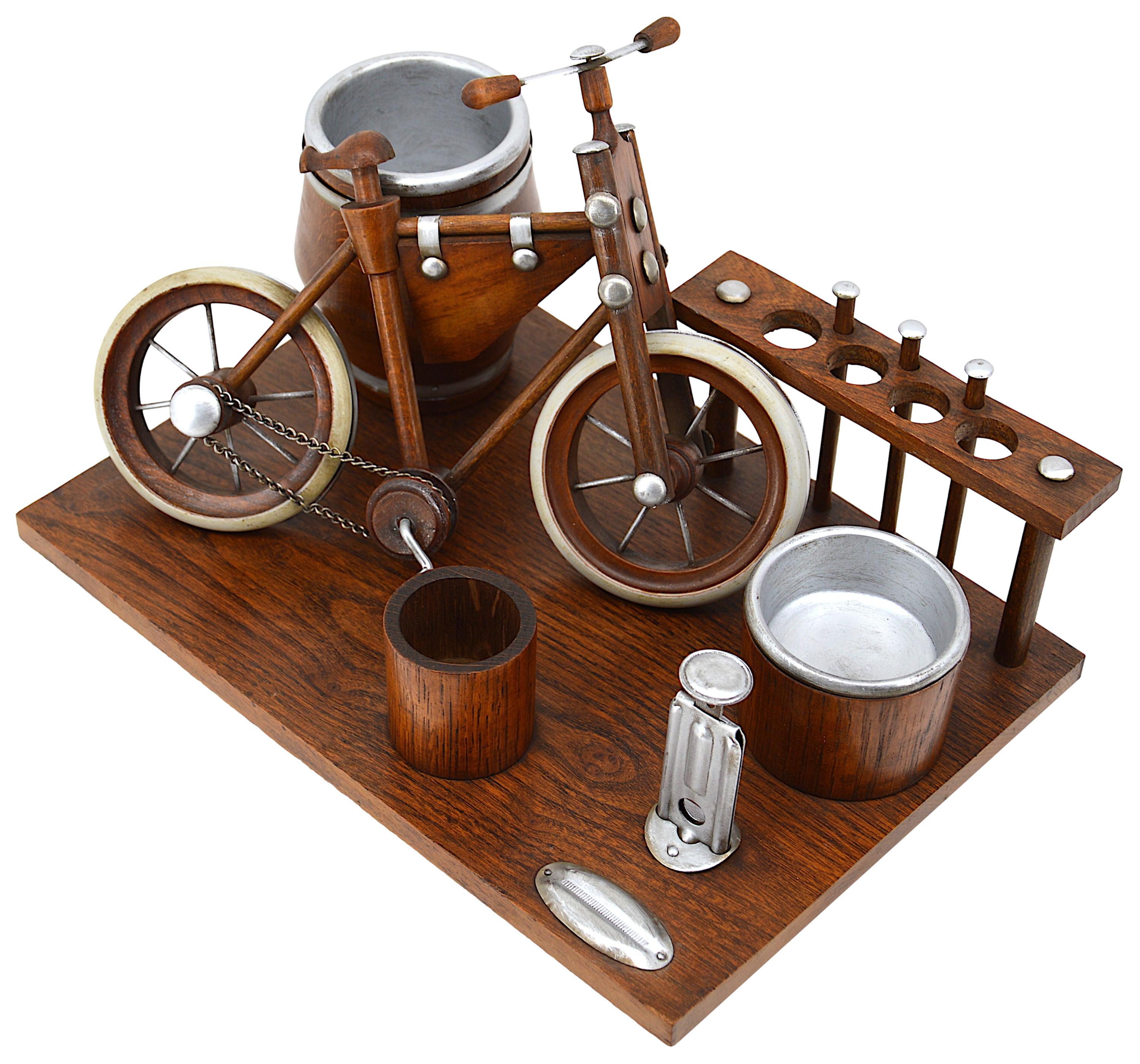 French Art Deco Bike Themed Smoking Set, 1930s In Good Condition For Sale In Saint-Amans-des-Cots, FR