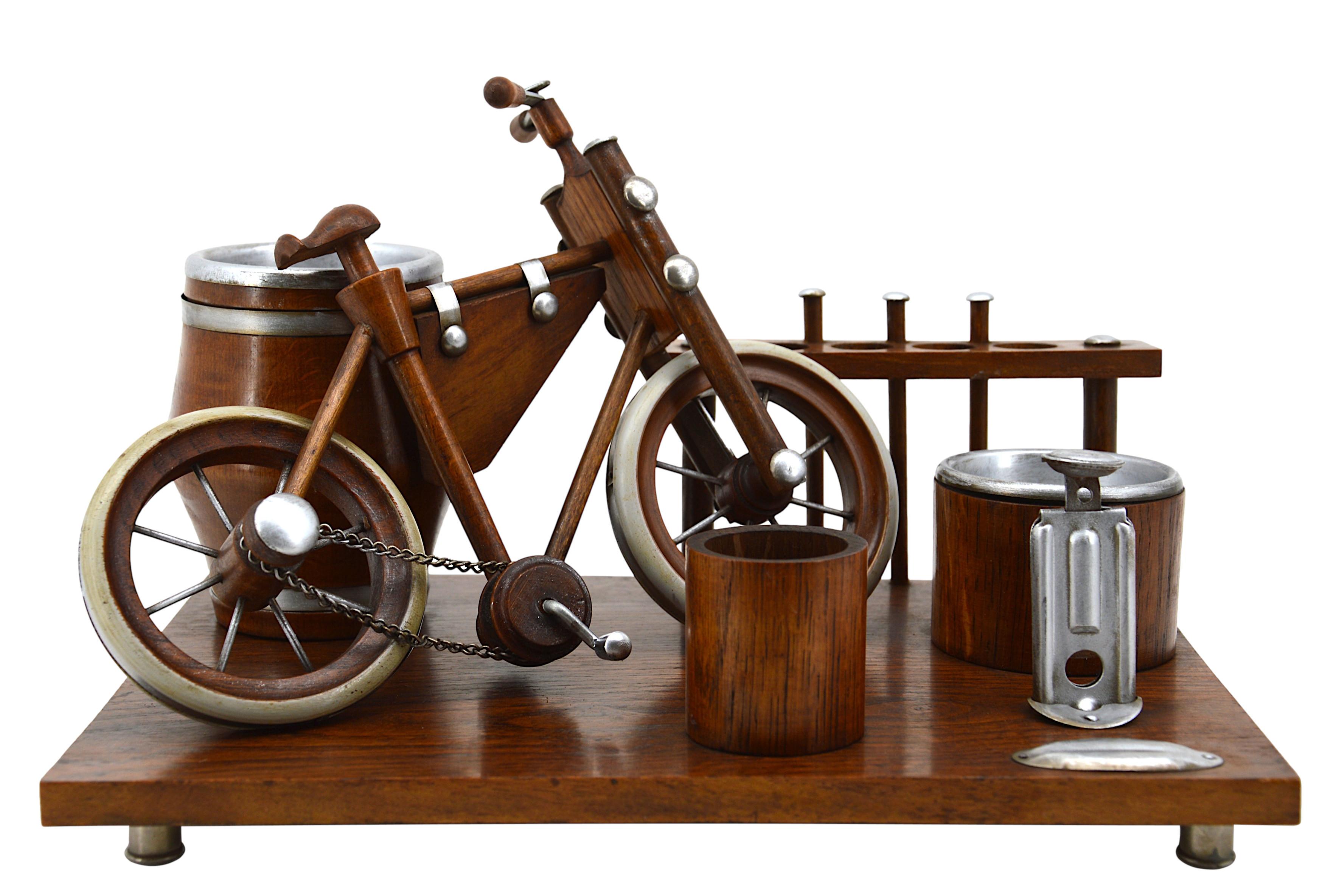 French Art Deco Bike Themed Smoking Set, 1930s For Sale 1