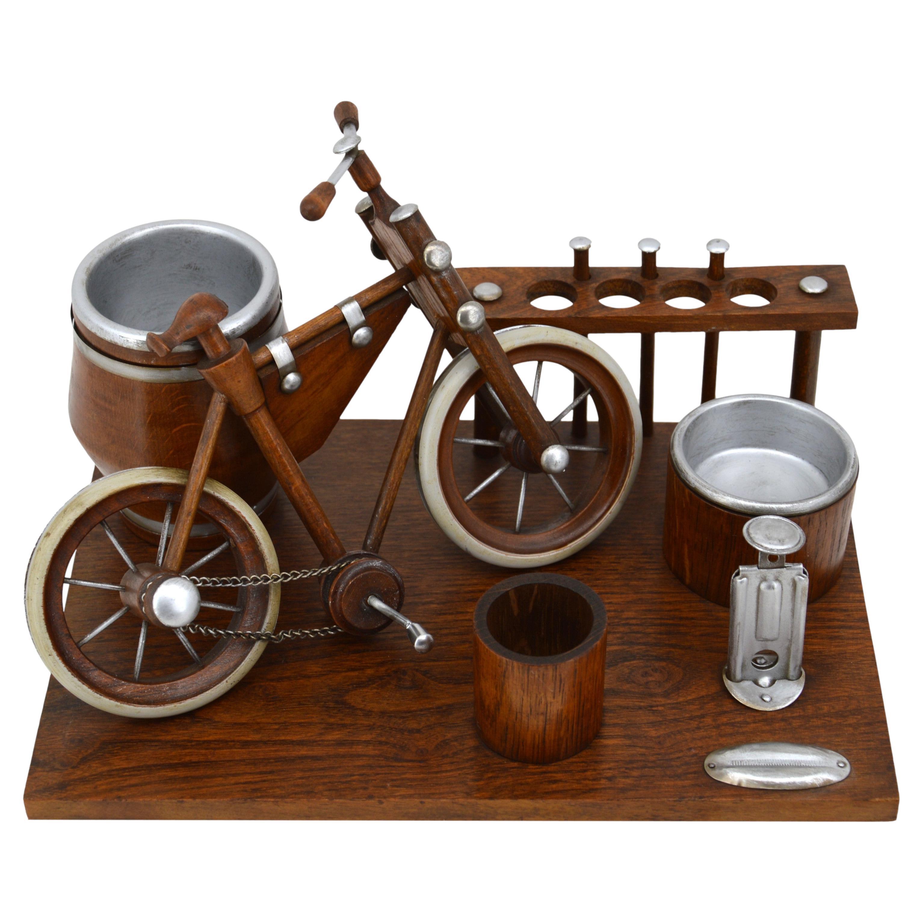 French Art Deco Bike Themed Smoking Set, 1930s For Sale