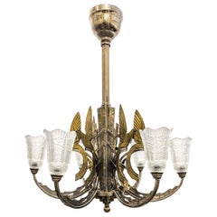 French Art Deco Bird Chandelier