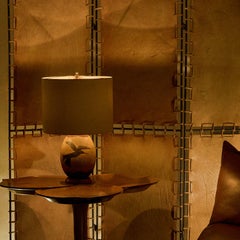 French Art Deco Bird Motif Inlaid Wood Table Lamp, 1940s