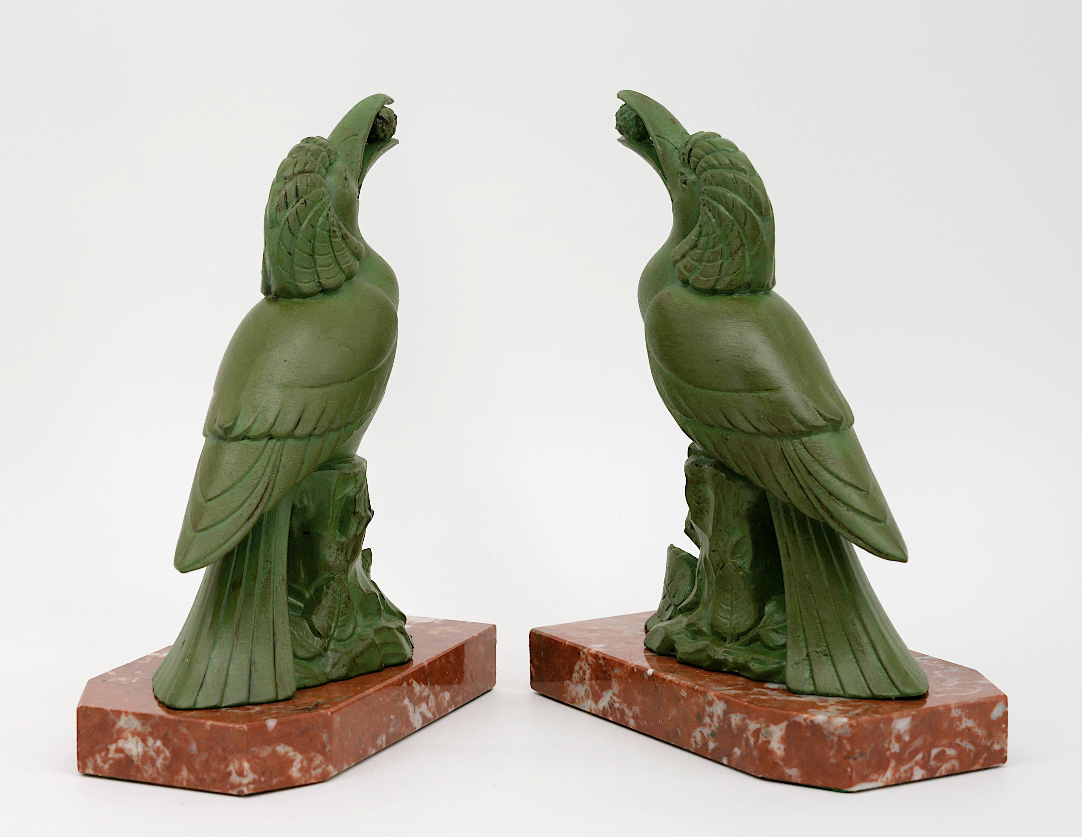 Early 20th Century French Art Deco Birds Bookends, 1920 For Sale