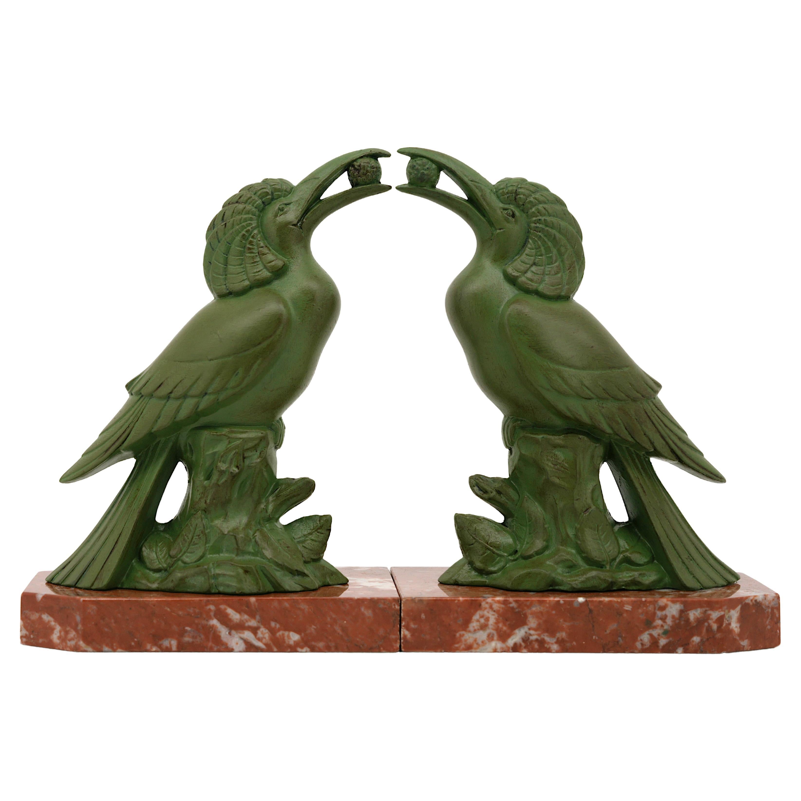 French Art Deco Birds Bookends, 1930s For Sale