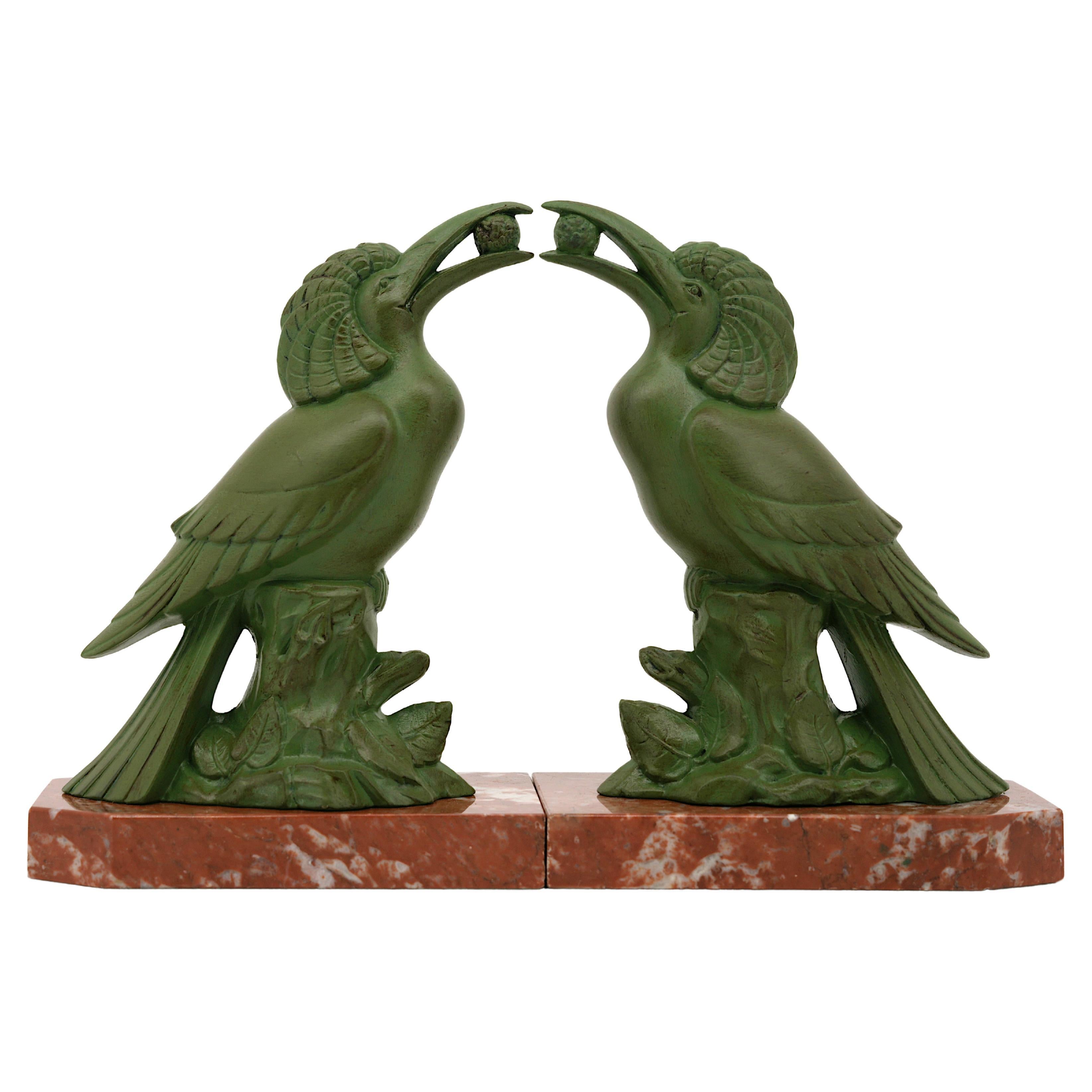 French Art Deco Birds Bookends, 1920