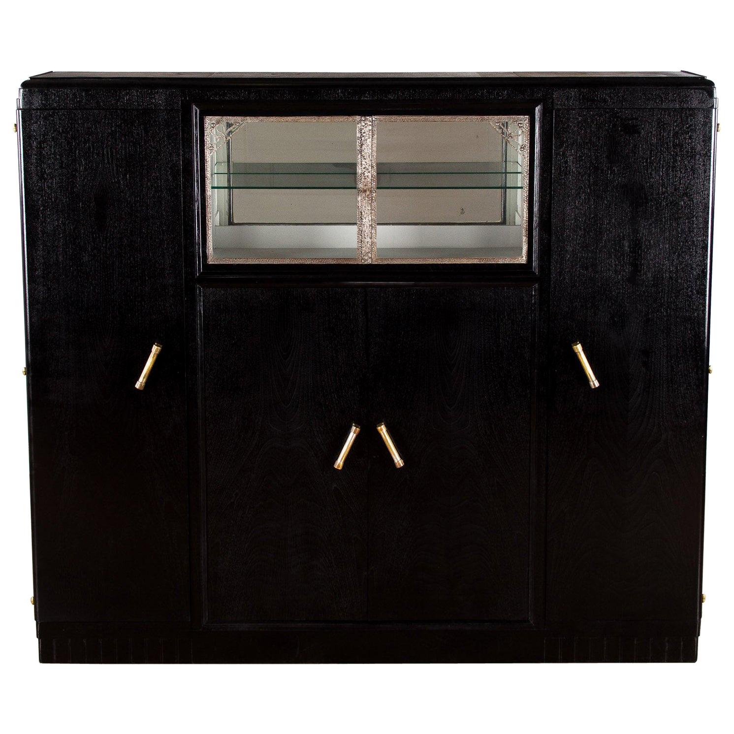 French Art Deco Black Cabinet or Armoire, 1930s