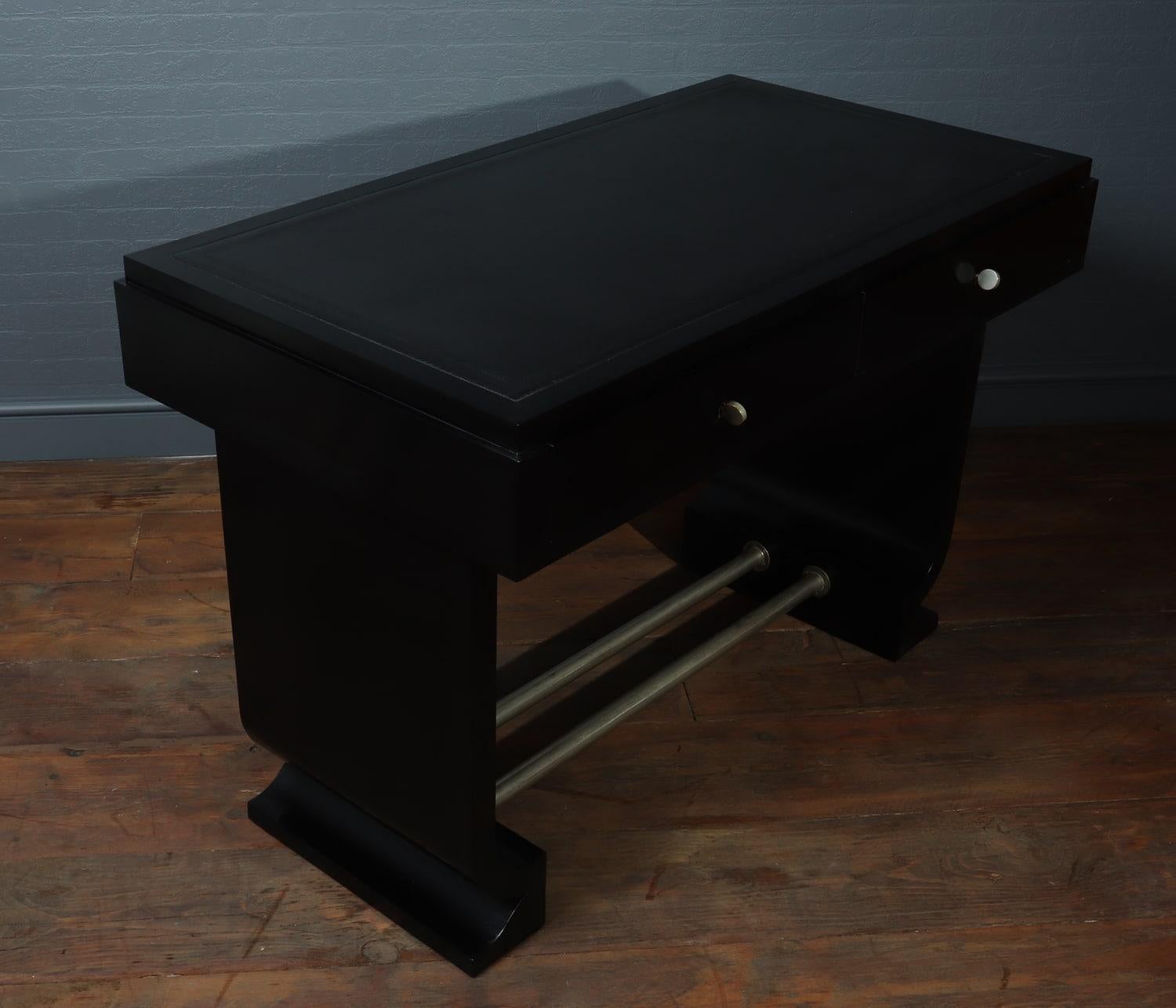 Wood French Art Deco Black Desk, circa 1930 For Sale