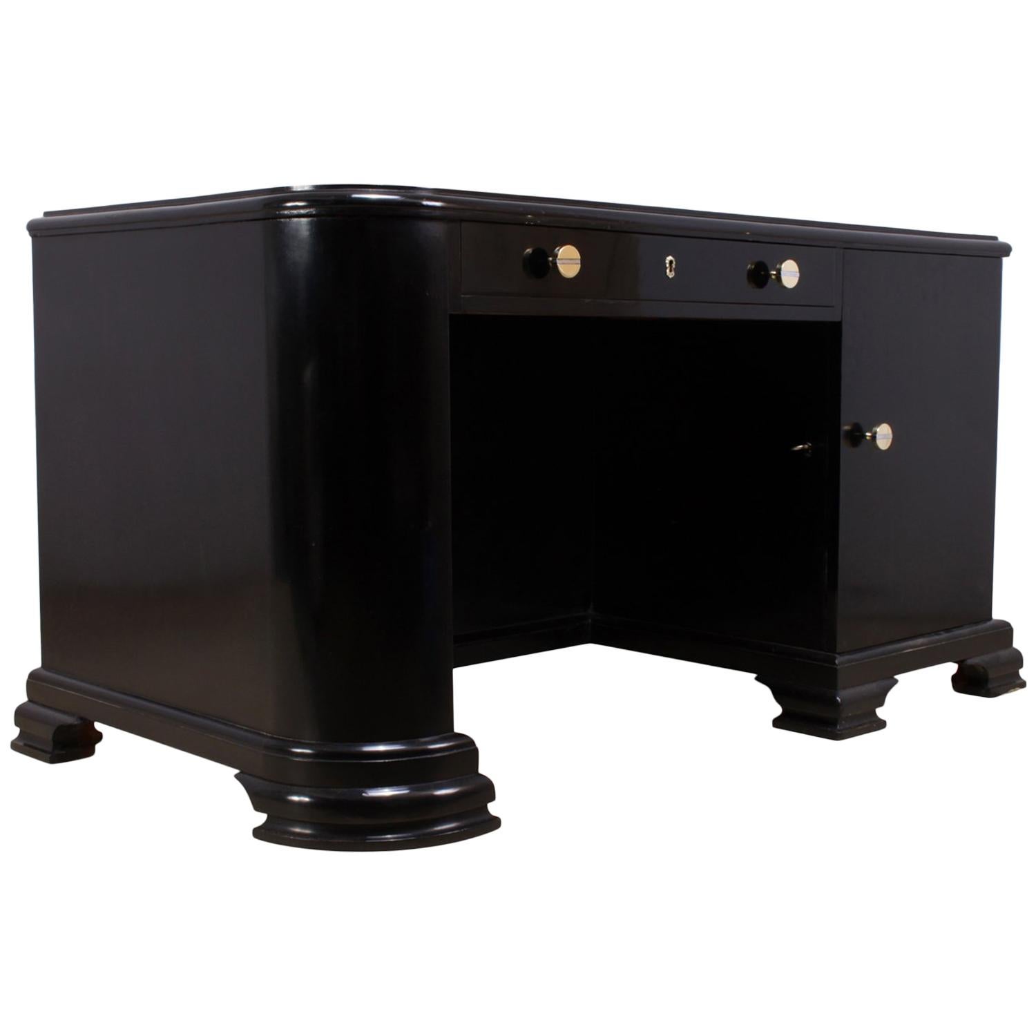 French Art Deco Black Desk