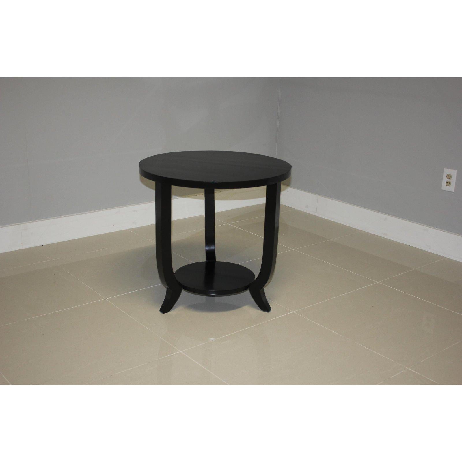 Mid-20th Century French Art Deco Black Ebonized Side Table or End Table, 1940s