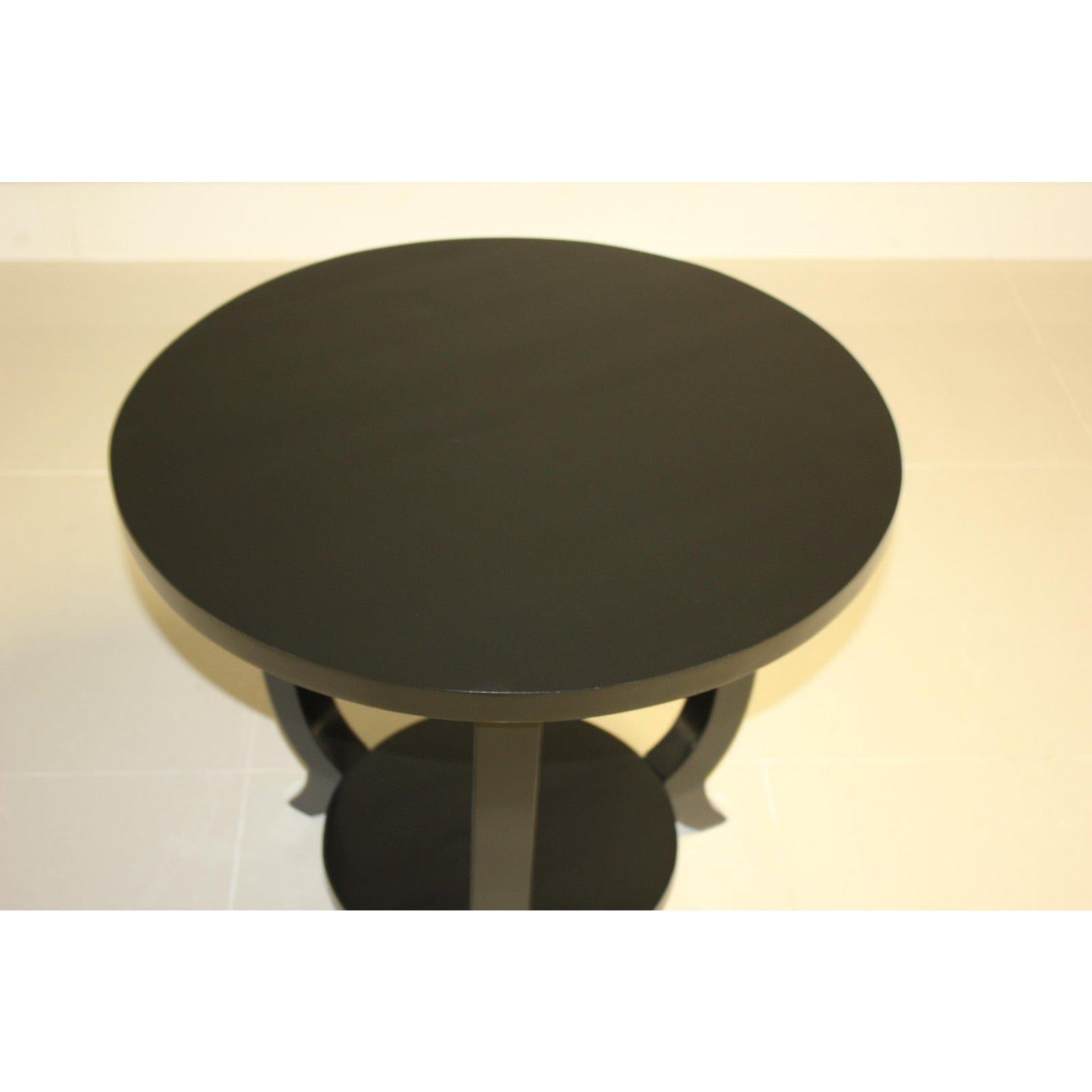 French Art Deco Black Ebonized Side Table or End Table, 1940s 1
