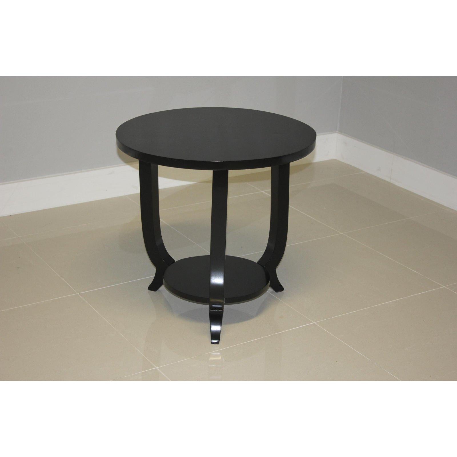 French Art Deco Black Ebonized Side Table or End Table, 1940s 2