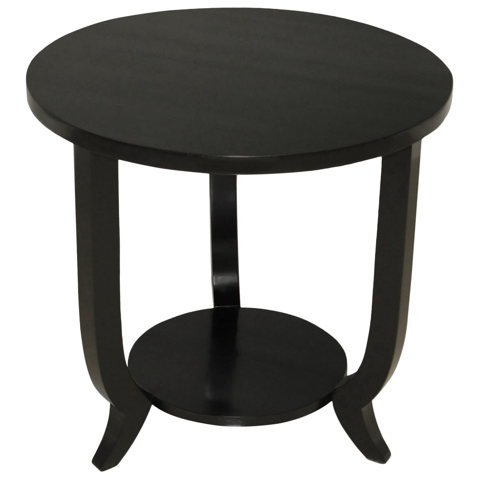 French Art Deco Black Ebonized Side Table or End Table, 1940s