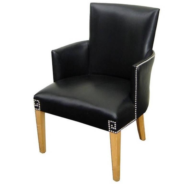 Mid-20th Century French Art Deco Black Edelman Leather Armchair For Sale