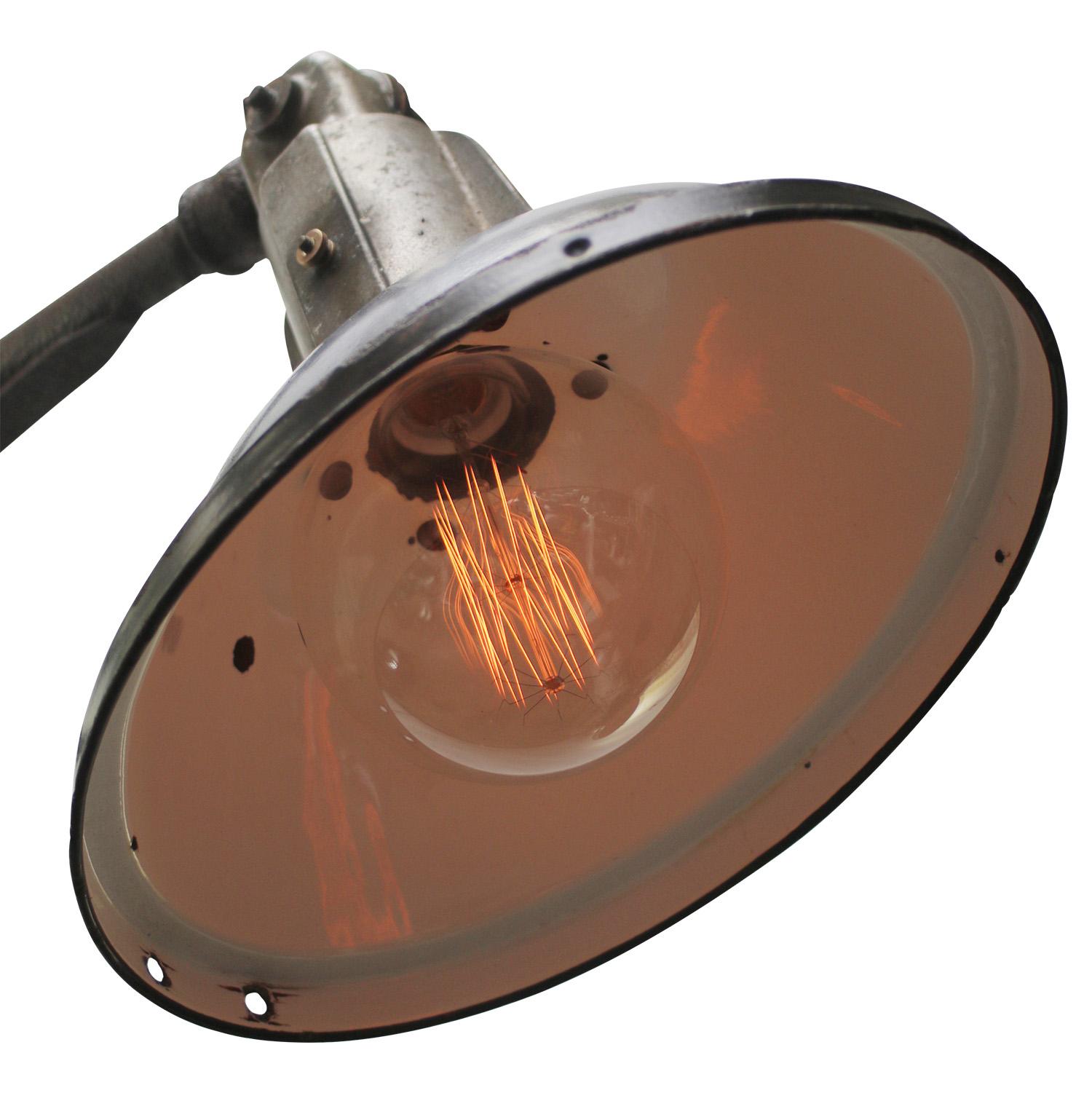 Industrial French Art Deco Black Enamel Iron Street Wall Lights by EDR For Sale