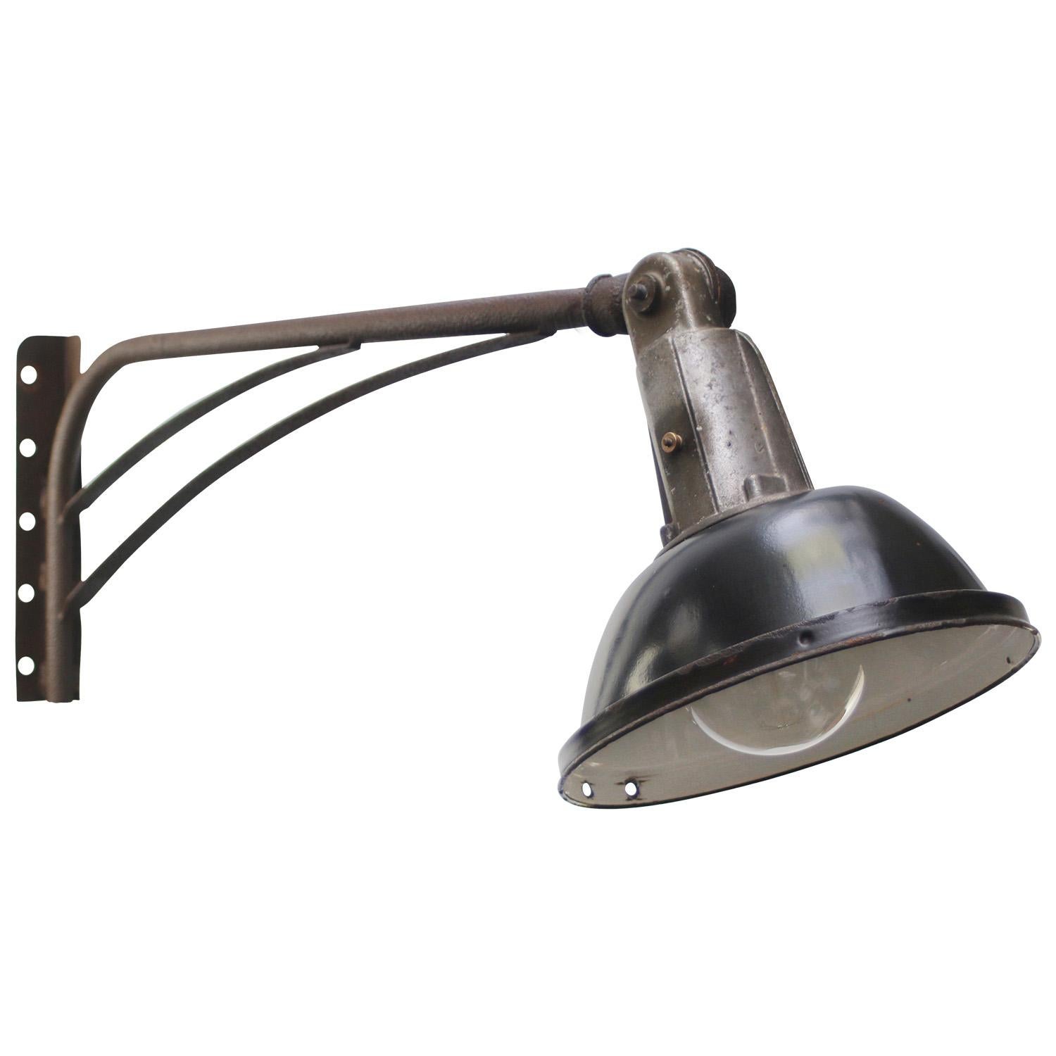 Mid-20th Century French Art Deco Black Enamel Iron Street Wall Lights by EDR For Sale
