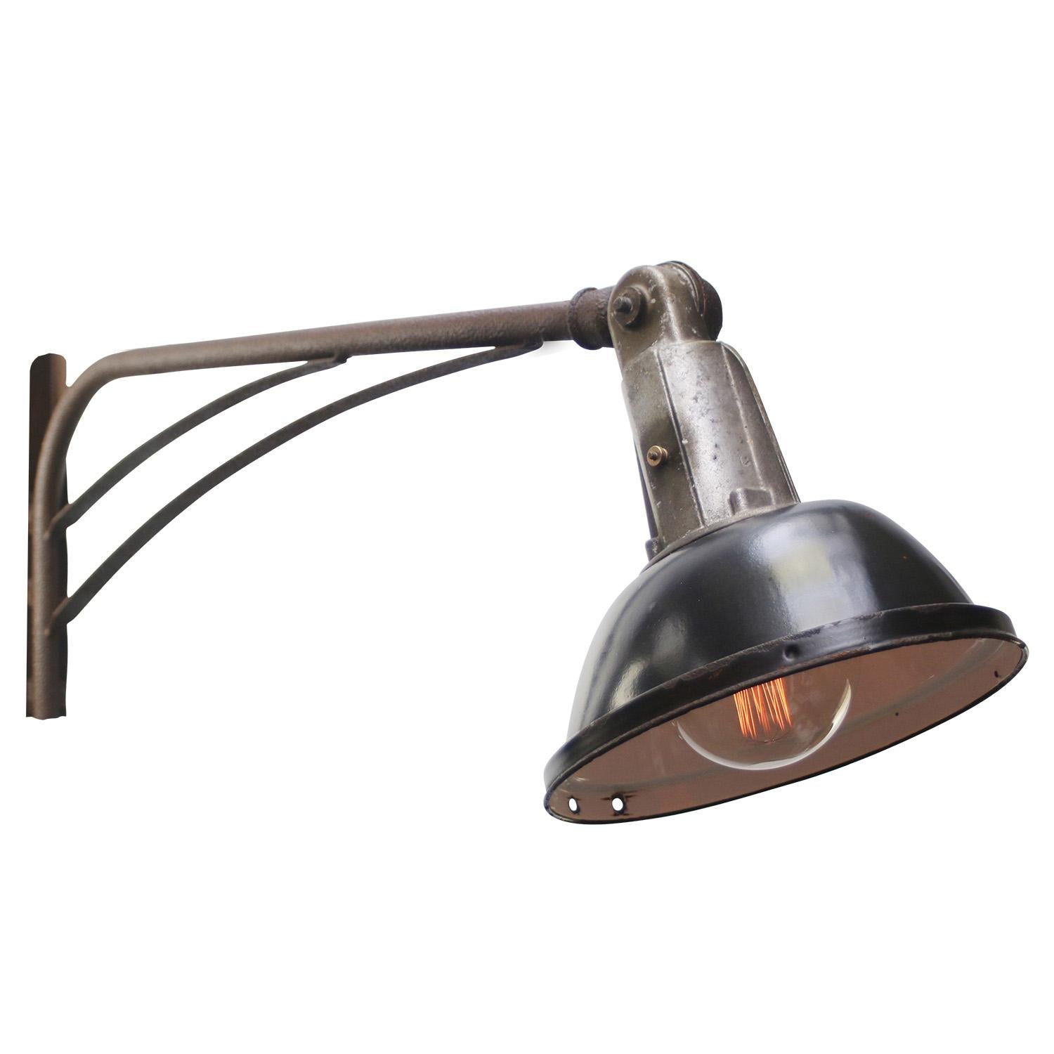 French Art Deco Black Enamel Iron Street Wall Lights by EDR For Sale 1