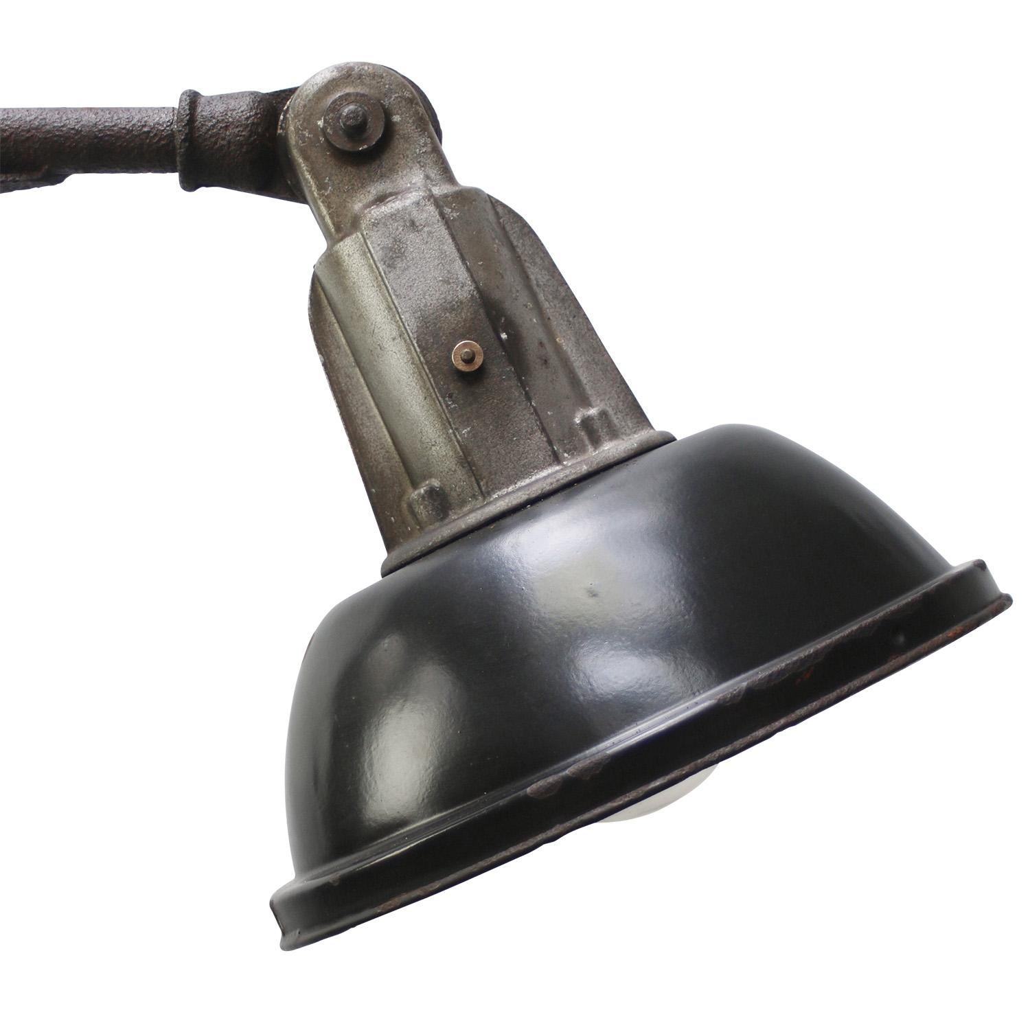 French Art Deco Black Enamel Iron Street Wall Lights by EDR For Sale 3