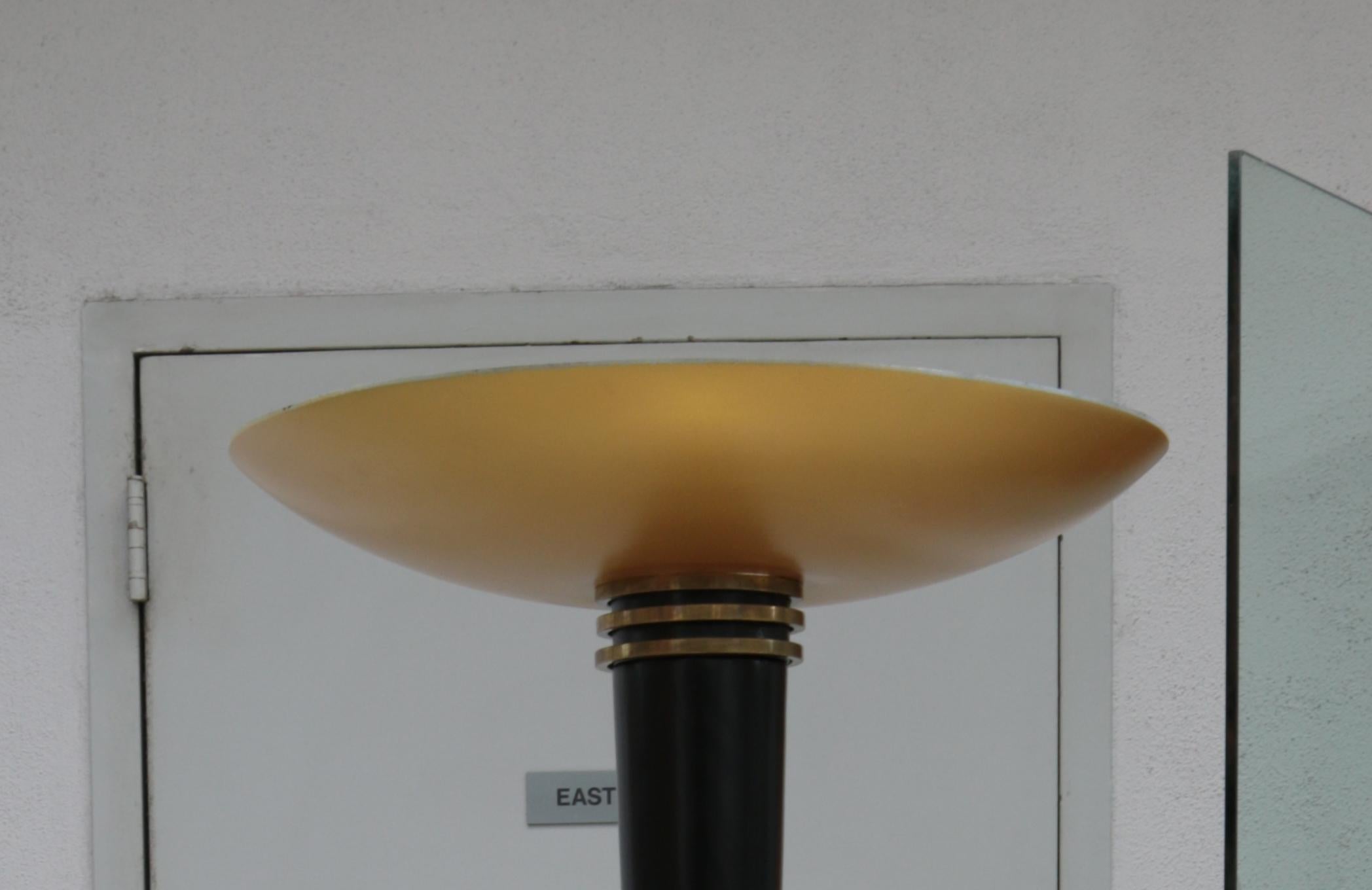 French Art Deco Black & Gold Floor Lamp Torchiere , 1930's For Sale 2