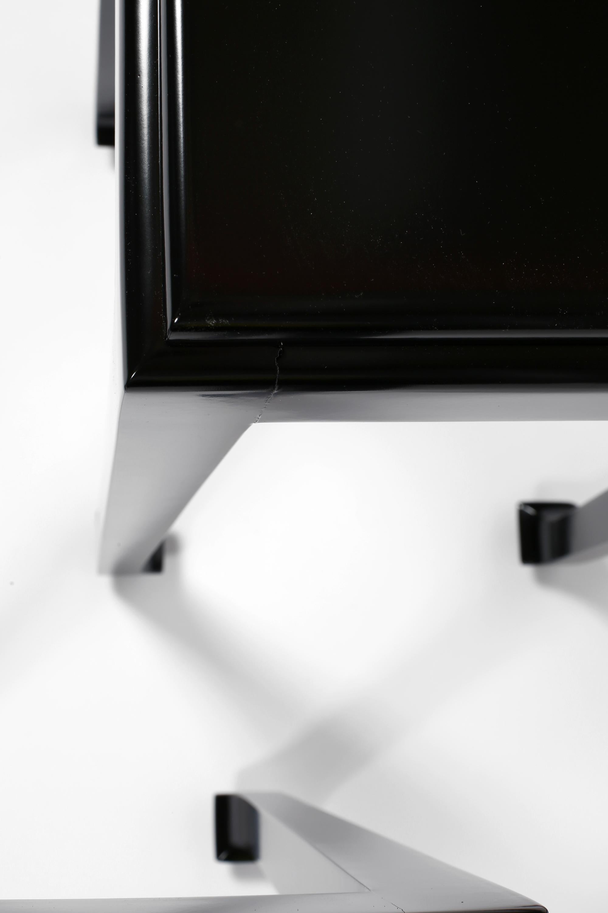 French Art Deco Black Lacquer Atelier Martine Side Tables For Sale 9