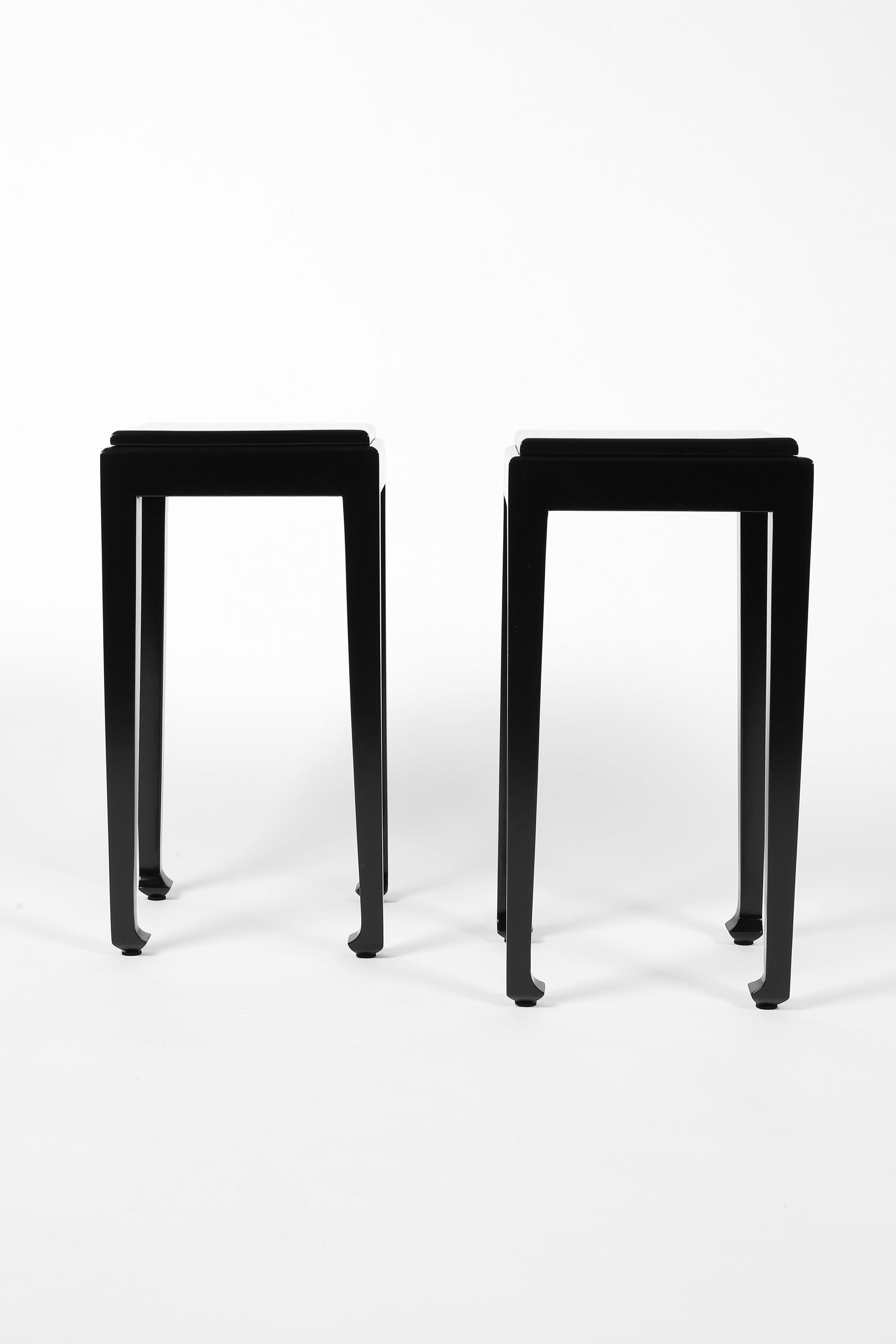 French Art Deco Black Lacquer Atelier Martine Side Tables For Sale 12
