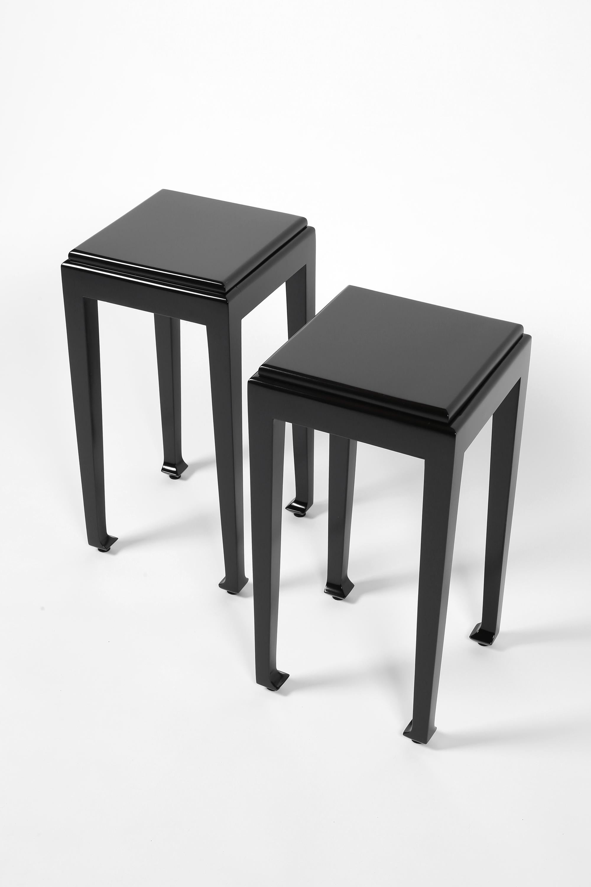 French Art Deco Black Lacquer Atelier Martine Side Tables For Sale 13