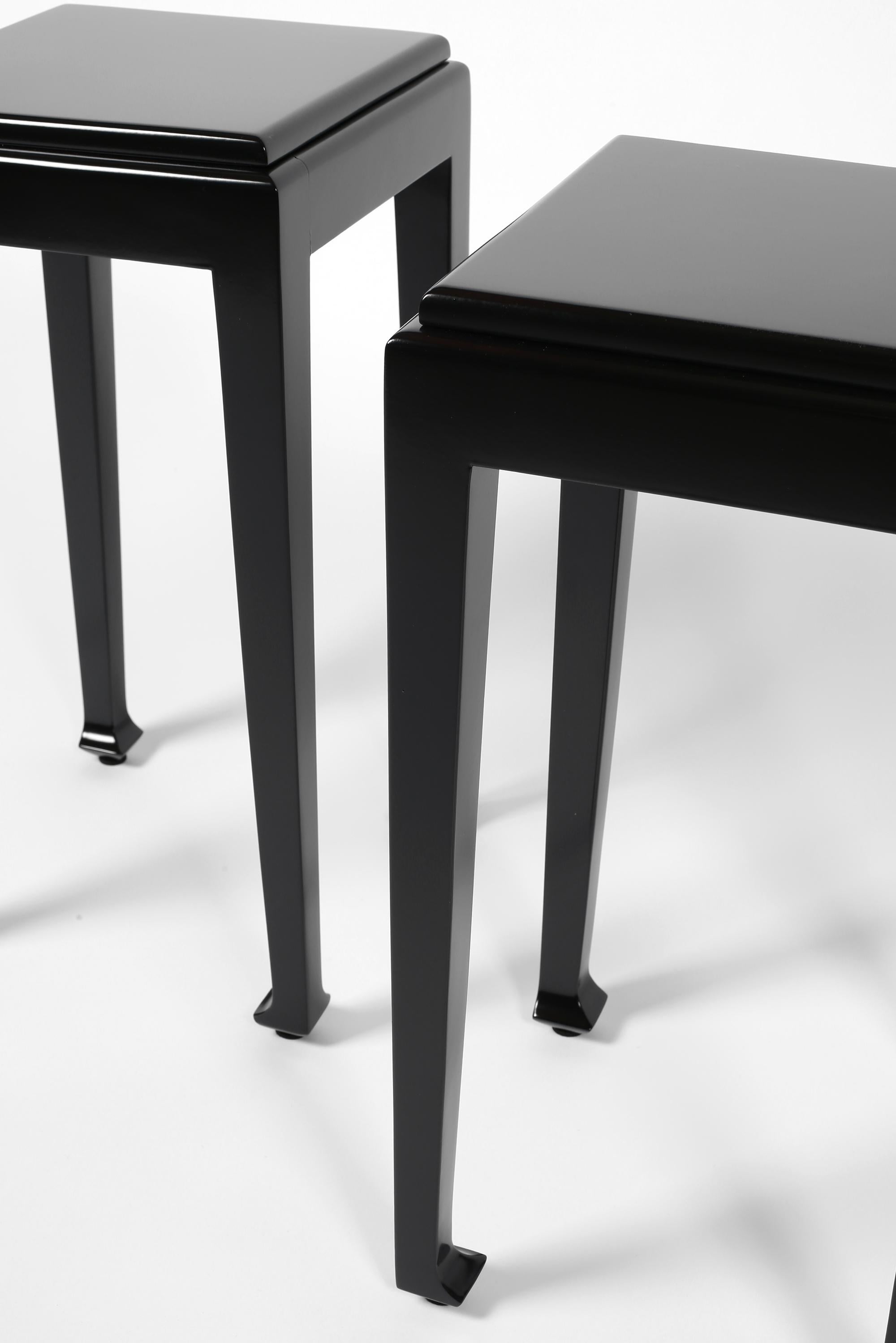 French Art Deco Black Lacquer Atelier Martine Side Tables For Sale 14