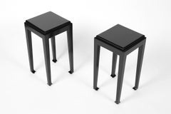 French Art Deco Black Lacquer Atelier Martine Side Tables