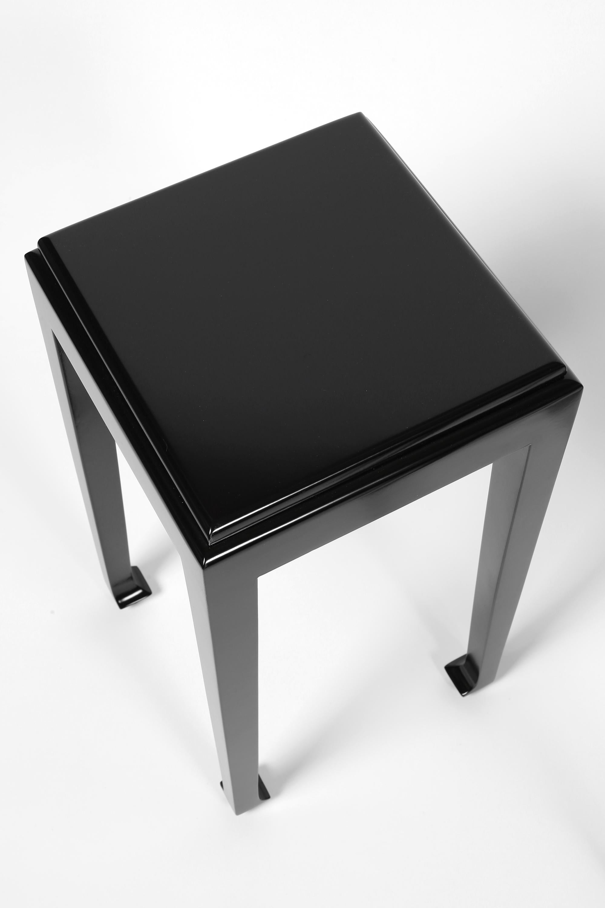 French Art Deco Black Lacquer Atelier Martine Side Tables For Sale 2