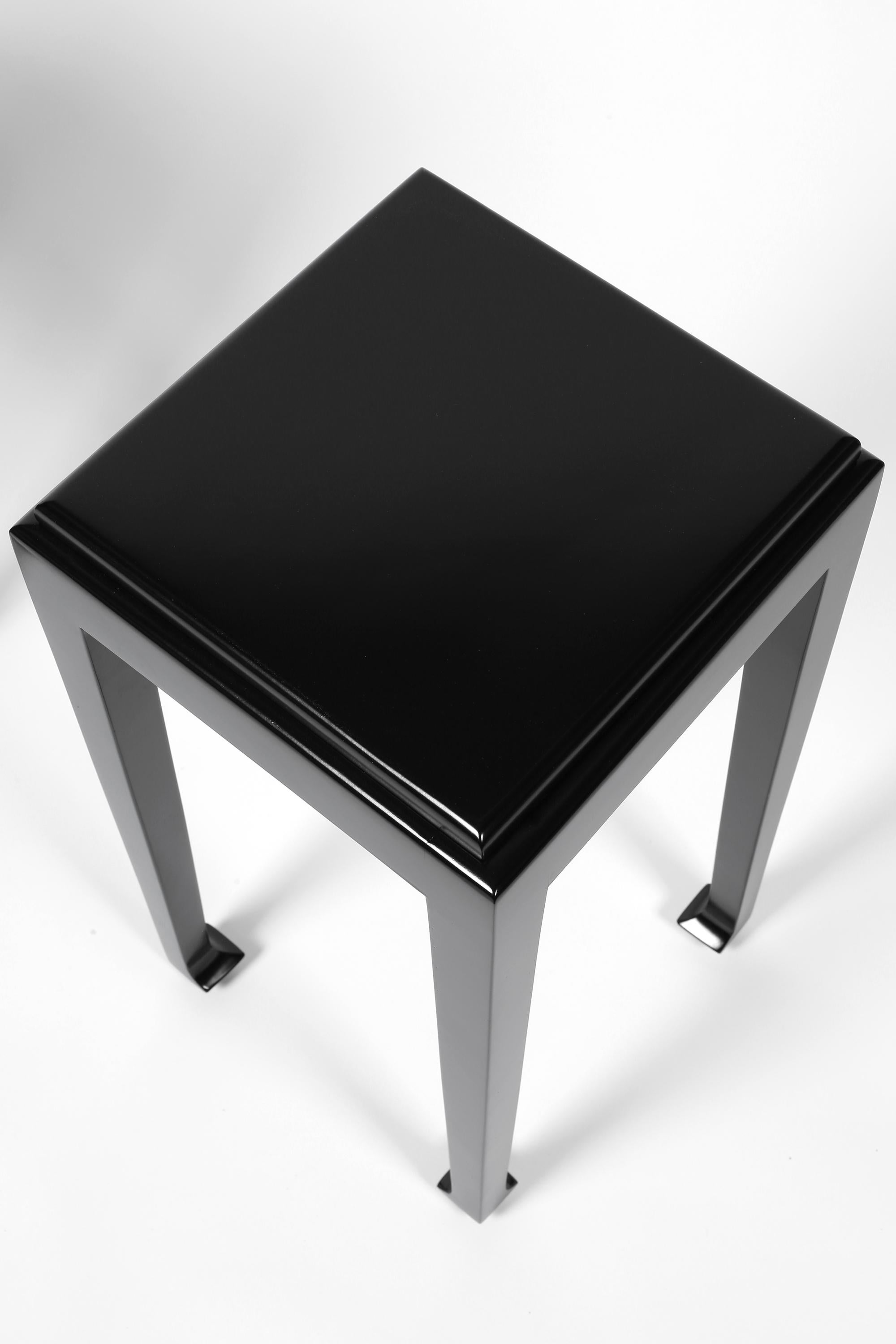 French Art Deco Black Lacquer Atelier Martine Side Tables For Sale 3