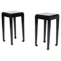 French Art Deco Black Lacquer Atelier Martine Side Tables