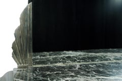 French Art Deco Black Lacquer Credenza Sideboard with Mirror, 20th Century