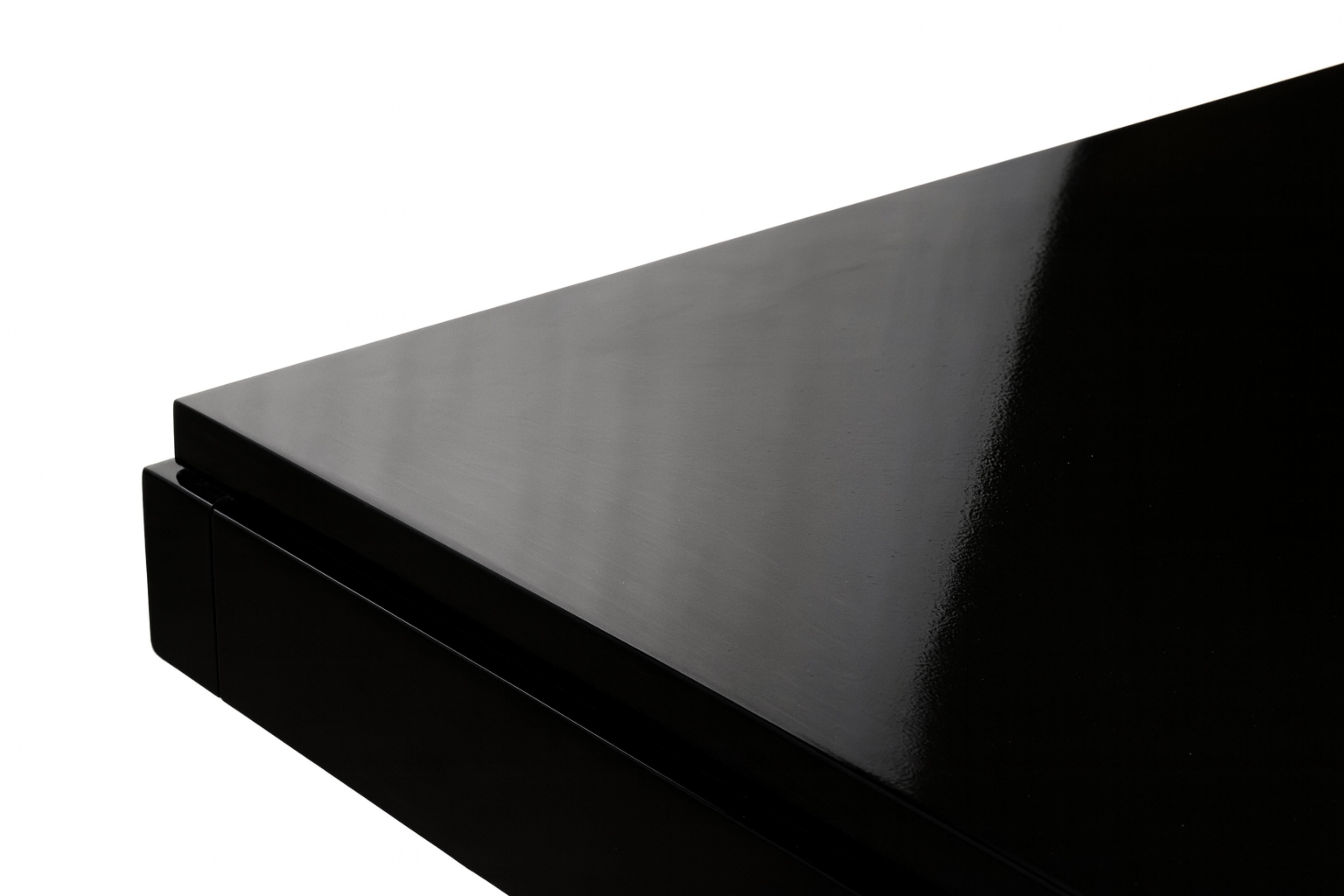 Francese Tavolo da pranzo francese Art Deco in lacca nera stile Jules Leleu, XX secolo in vendita