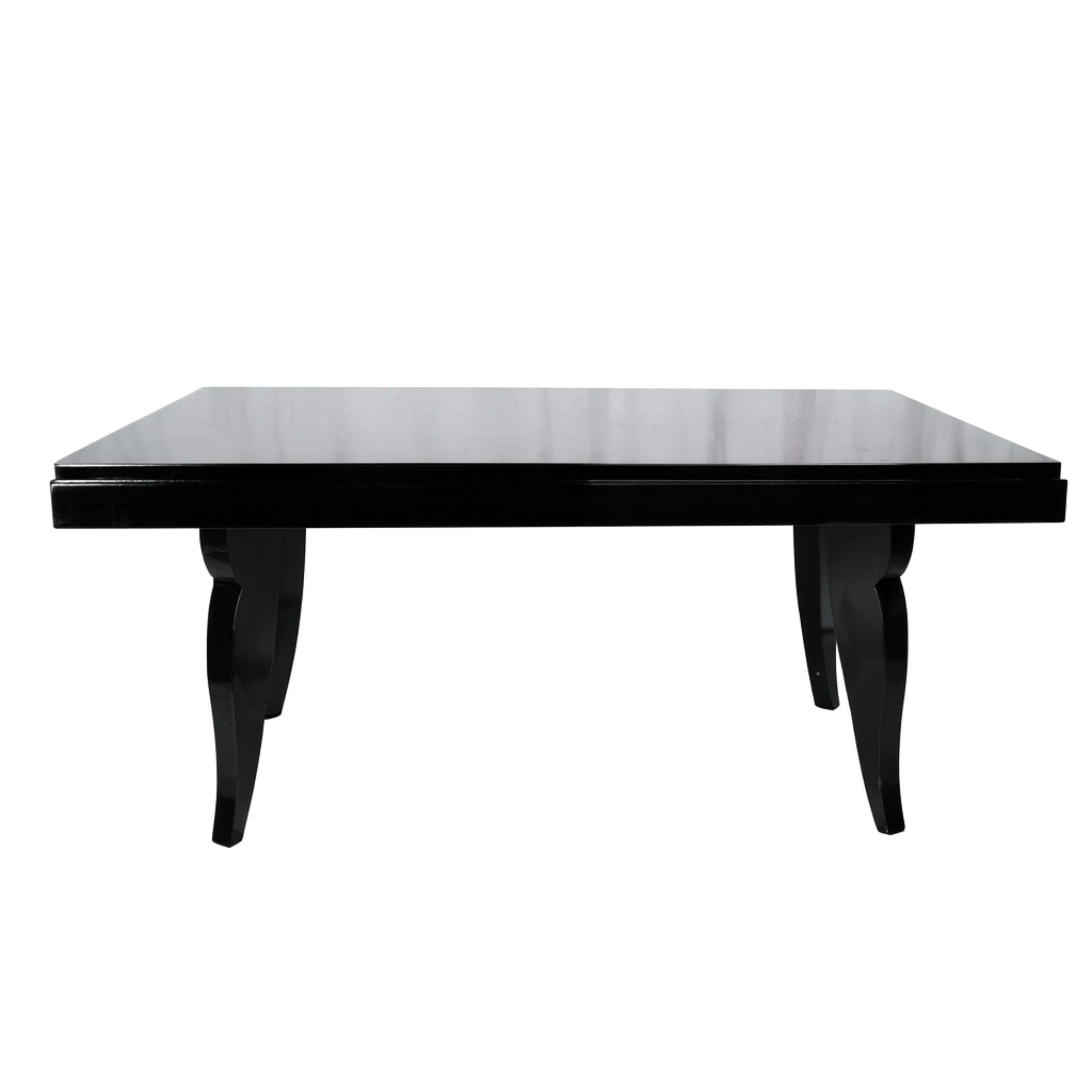 Noce Tavolo da pranzo francese Art Deco in lacca nera stile Jules Leleu, XX secolo in vendita