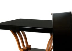 French Art Deco Black Lacquer Dining Table with Extensions, 1930s
