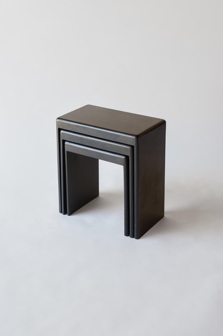 French Art Deco, Black Lacquer Nesting Tables, C. 1930 at 1stDibs