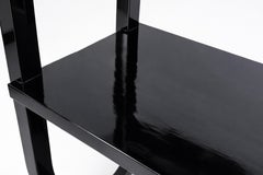 French Art Deco Black Lacquer Three-Tier Side Table, 20th Century