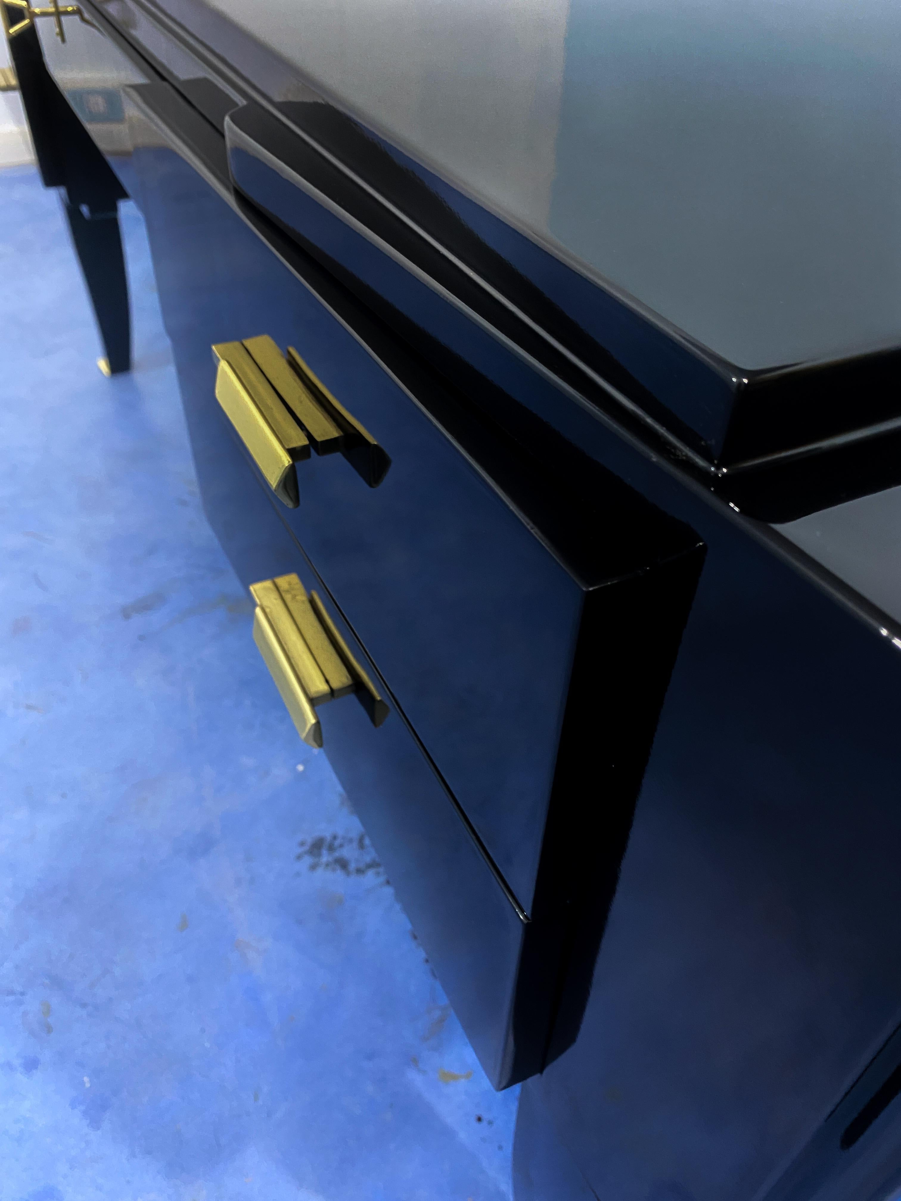 French Art Deco Black Lacquered Executive Desk, 1930s For Sale 8