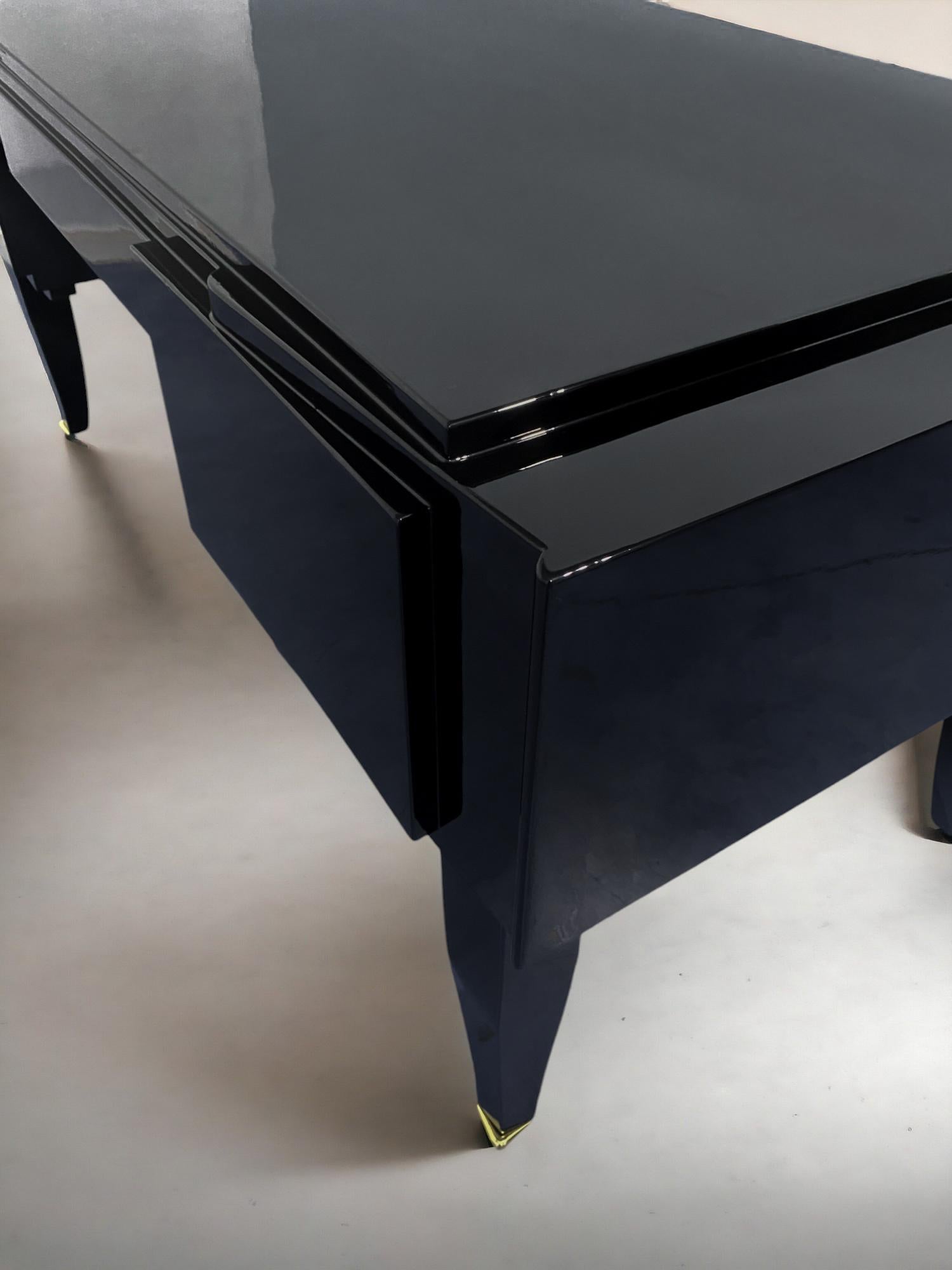 Französischer Art-Déco-Schreibtisch, schwarz lackiert, 1930er Jahre im Angebot 7