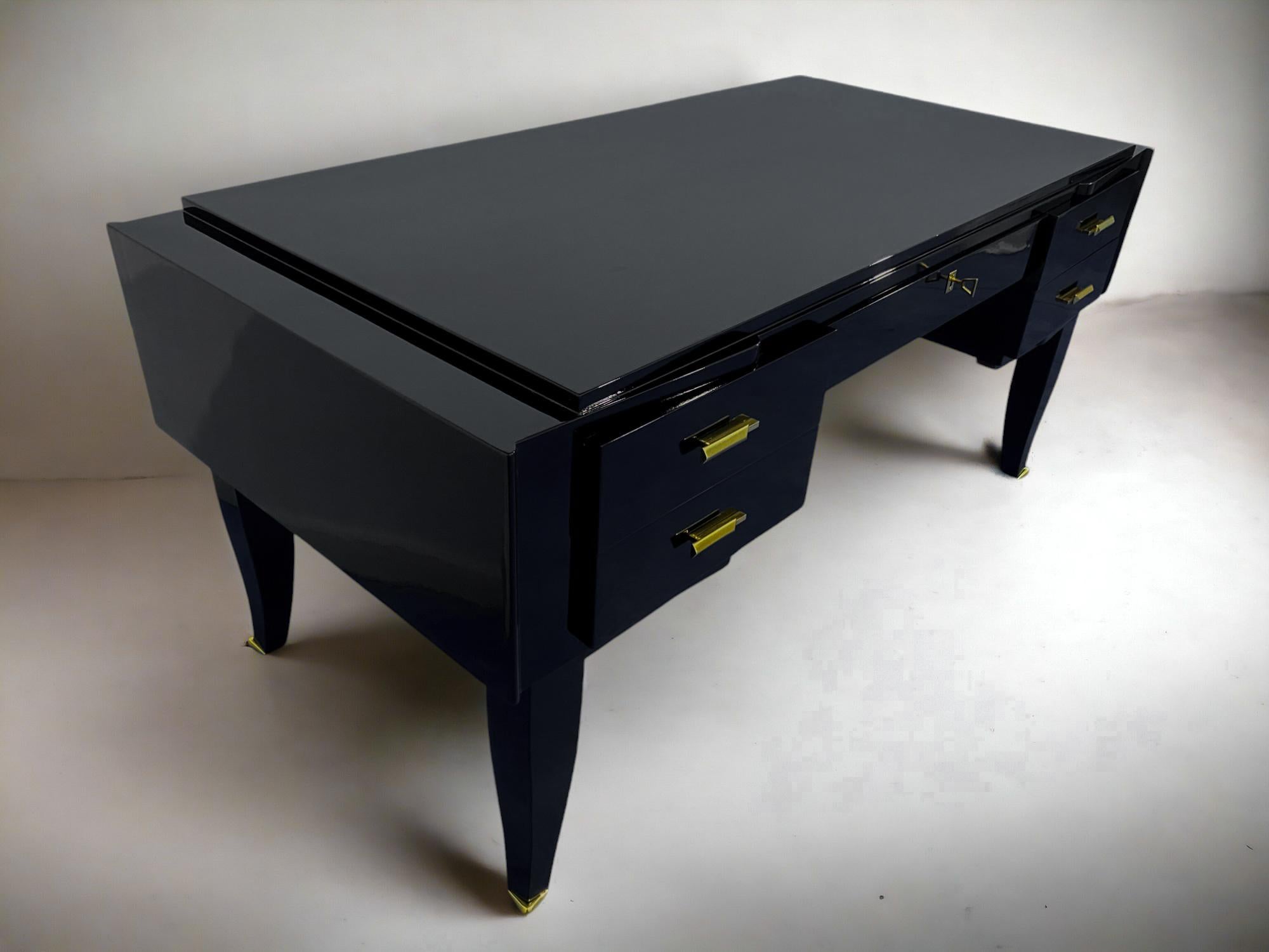 schwarzer art deco schreibtisch