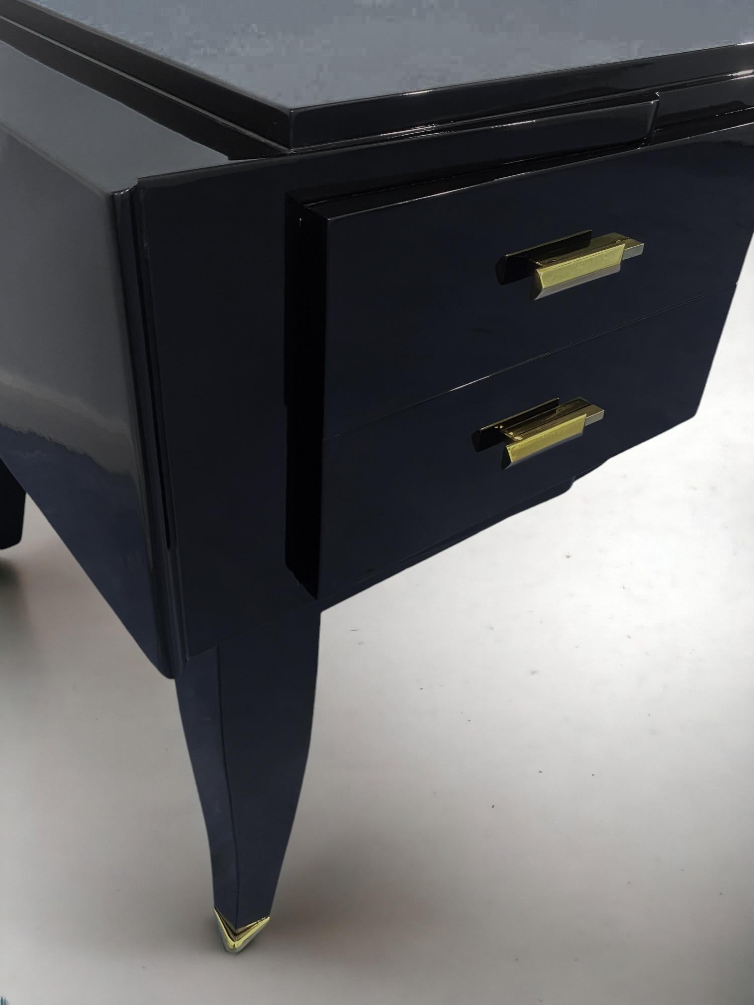 Französischer Art-Déco-Schreibtisch, schwarz lackiert, 1930er Jahre (Art déco) im Angebot