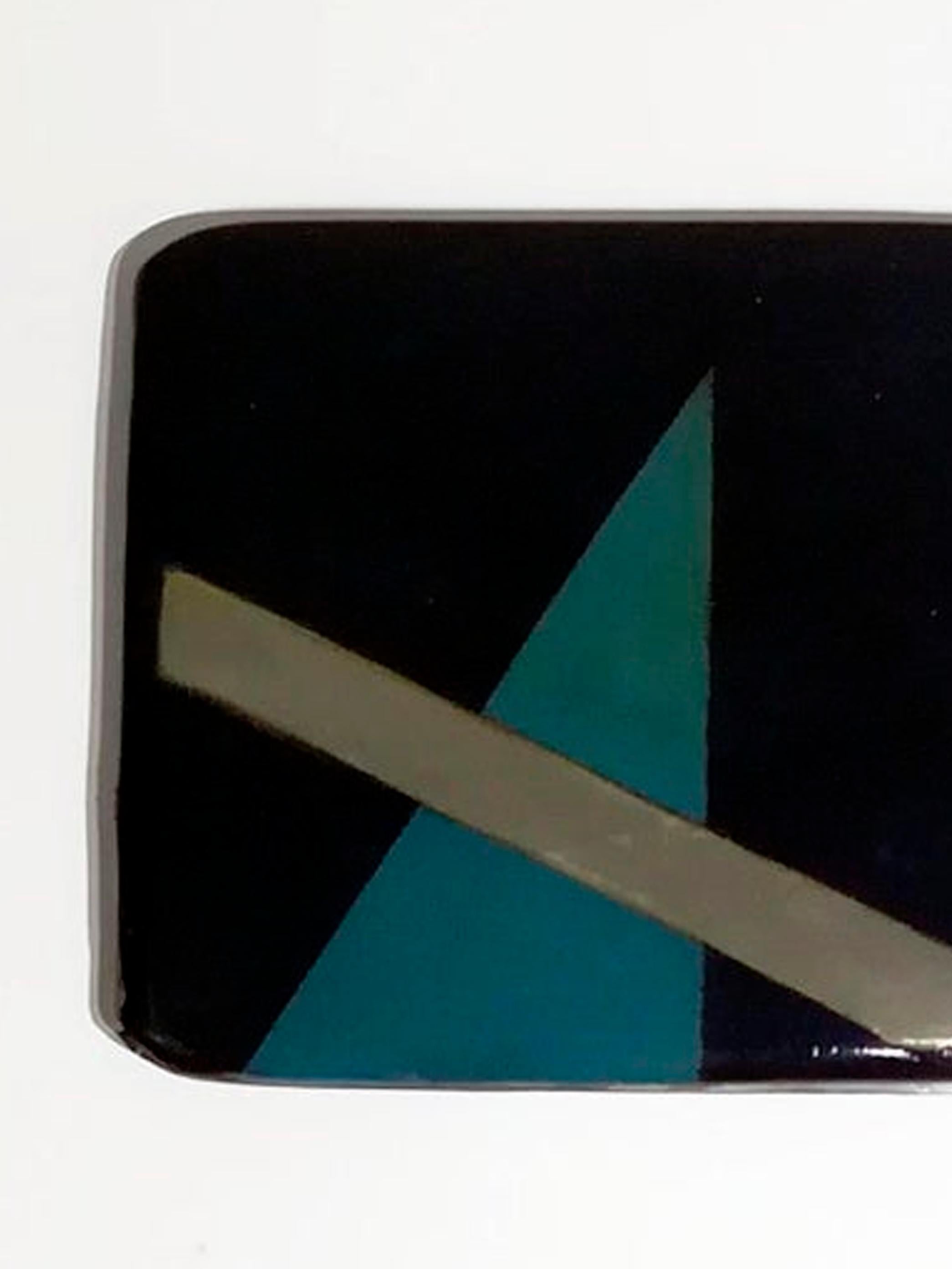 XX secolo Portasigarette francese Art Deco in argento laccato nero, 1930 circa in vendita