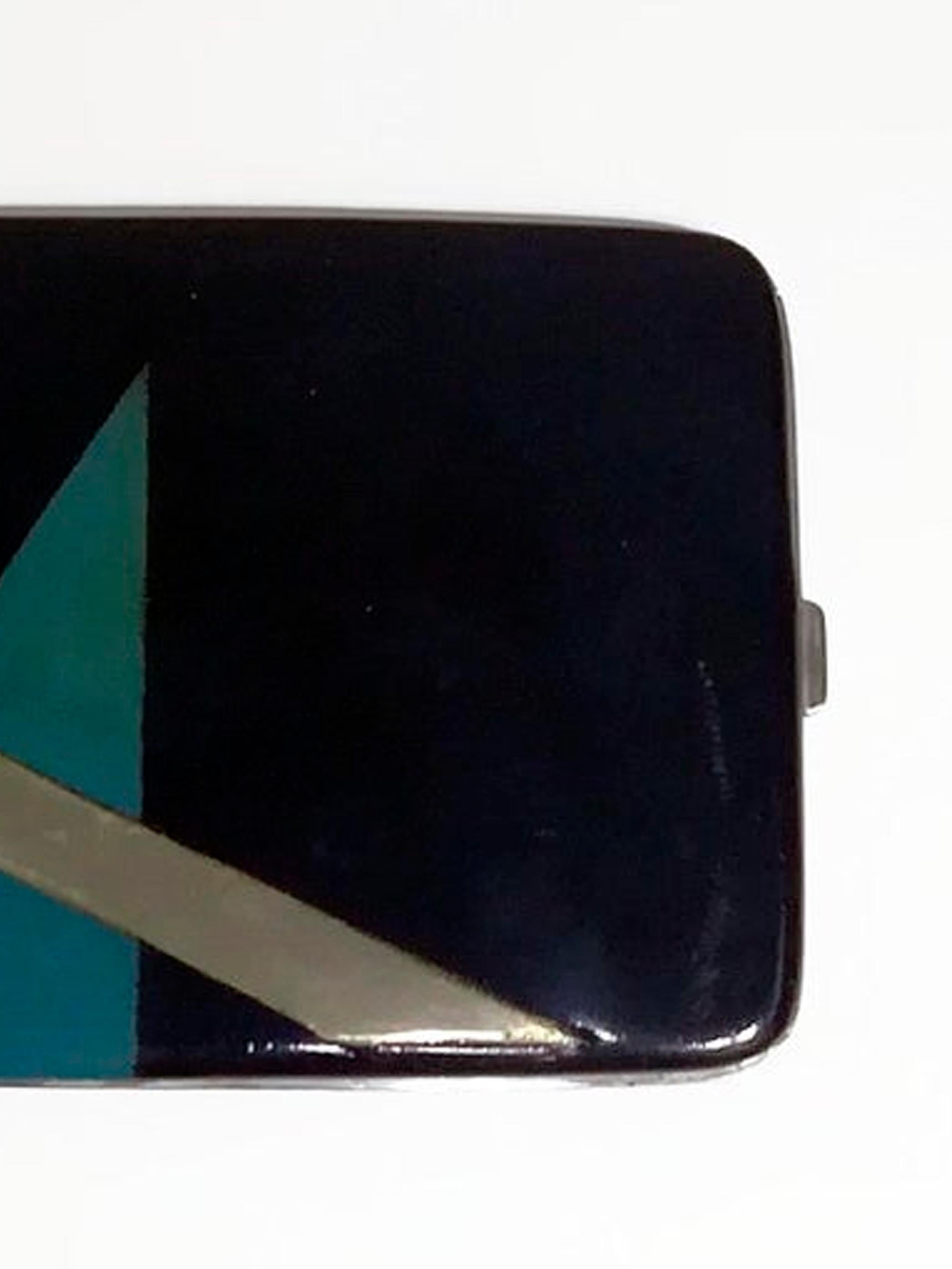 Argento Portasigarette francese Art Deco in argento laccato nero, 1930 circa in vendita