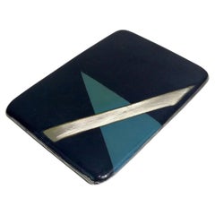 French Art Deco black Lacquered Silver Cigarette Case, circa 1930