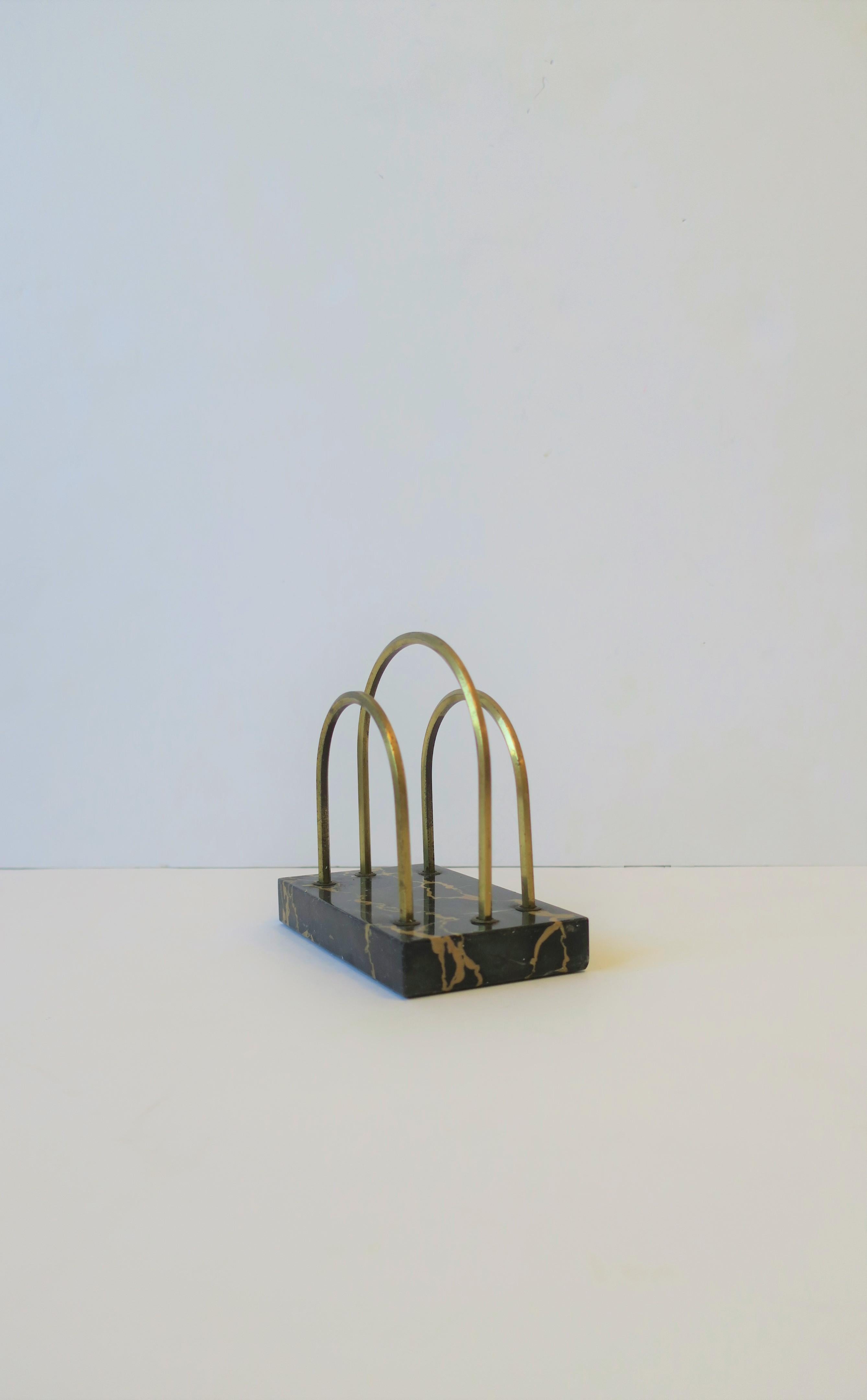 French Art Deco Black Marble and Brass Desk Letter Holder In Good Condition In New York, NY