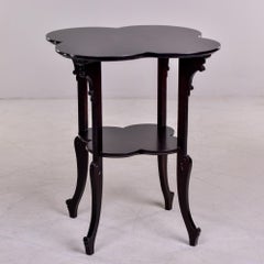 French Art Deco Black Scalloped Quatrefoil Side Table